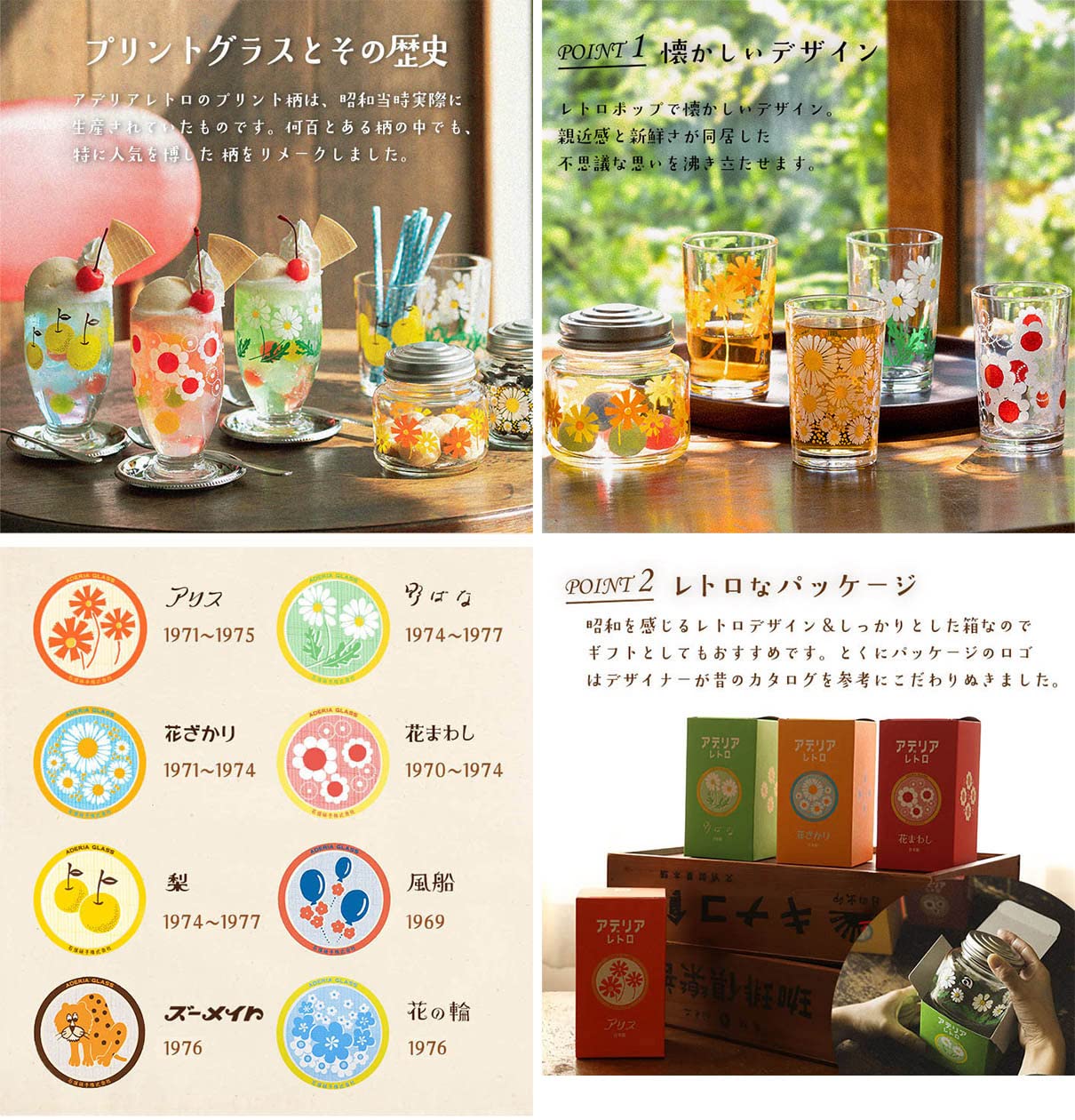 Amazon | アデリアレトロ 台付きグラス 335ml 箱入り 昭和レトロ