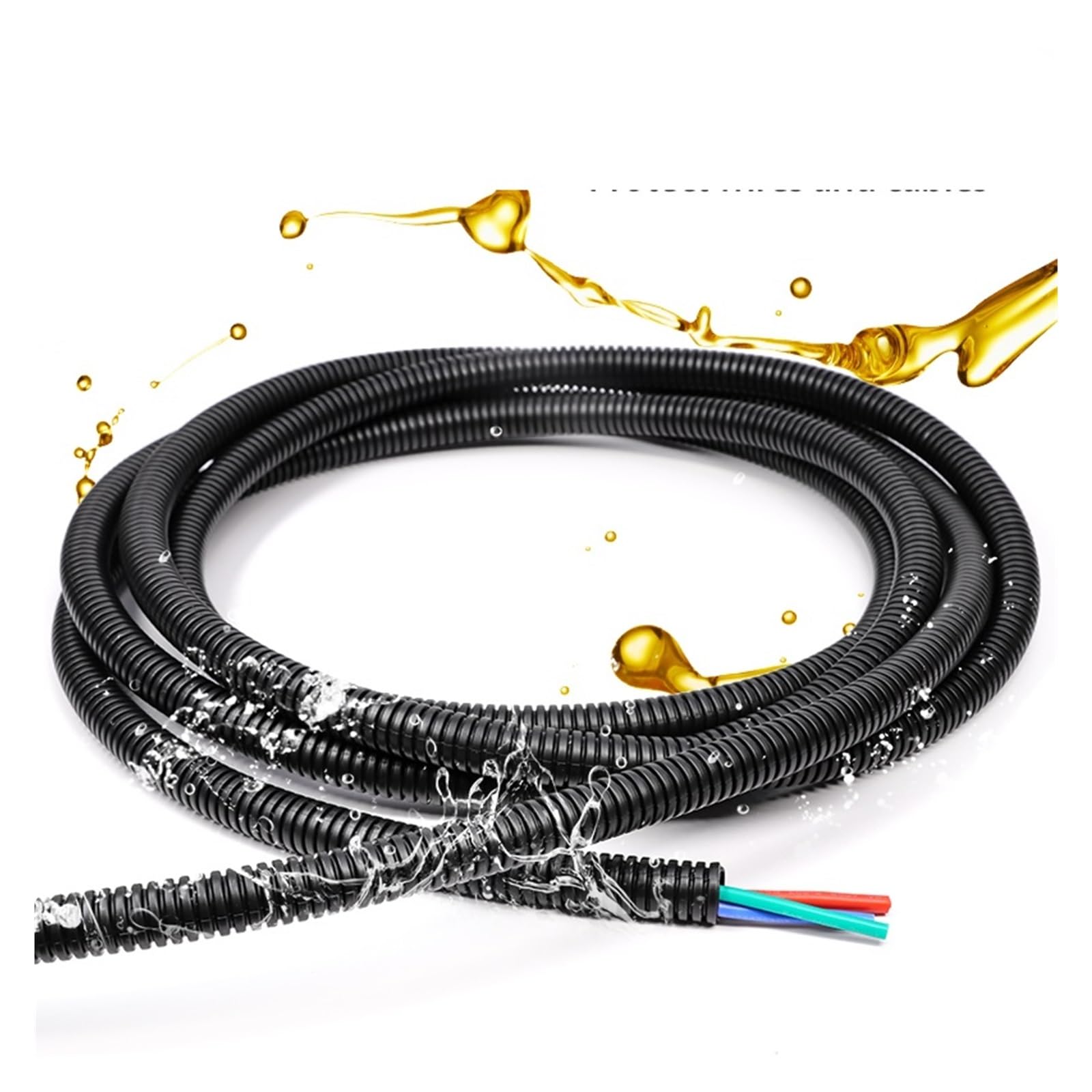 Guaina di protezione della linea attrezzatura del motore del cablaggio del tubo isolato resistente al calore del cavo del tubo corrugato da 5 metri(34.5 x 29mm)