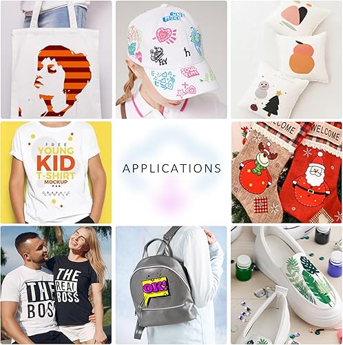 Miniatura 4 de Oleitodh Paquete de vinilo de transferencia de calor HTV  114 hojas de vinilo HTV de 12 x 10 pulgadas, 43 colores surtidos para planchar en