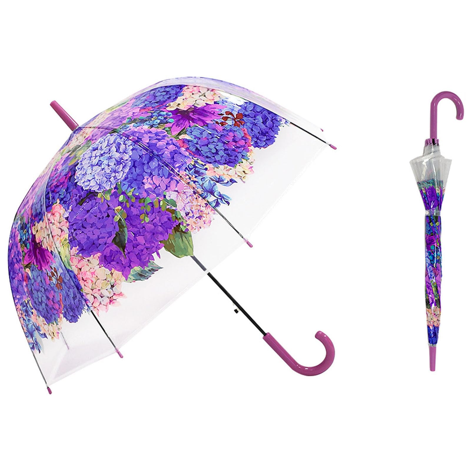 Parapluie transparent à bulles anti vent violet pour marcher sous l'averse sans encombre - 2