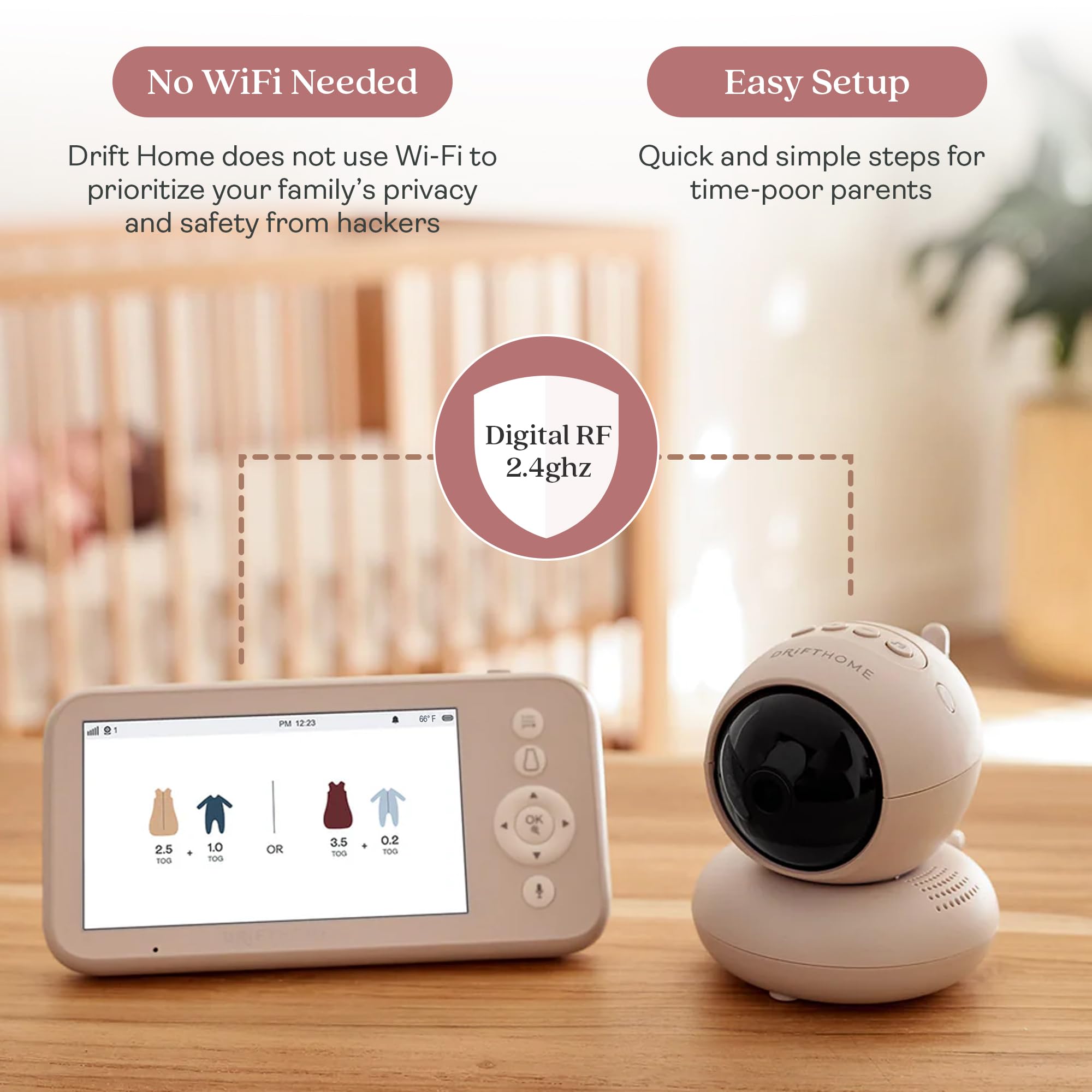 ergoPouch Moniteur bébé Drift Home et guide Smart TOG – Moniteur non Wi-Fi avec suivi du sommeil, veilleuse et guide de pansement intelligent TOG pour un sommeil plus sûr