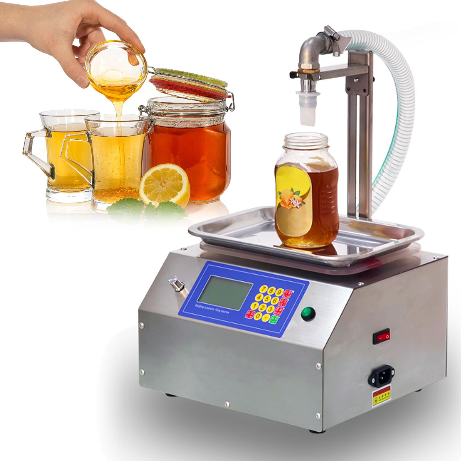 Osnzyc Honey Bottle Filling Machine,Automatic Quantitative Viscous Liquid Filling Machine, Automatic Counting,Knob Speed Adjustment,Ideal for Shampoo, Peanut Butter, Jam, Oils