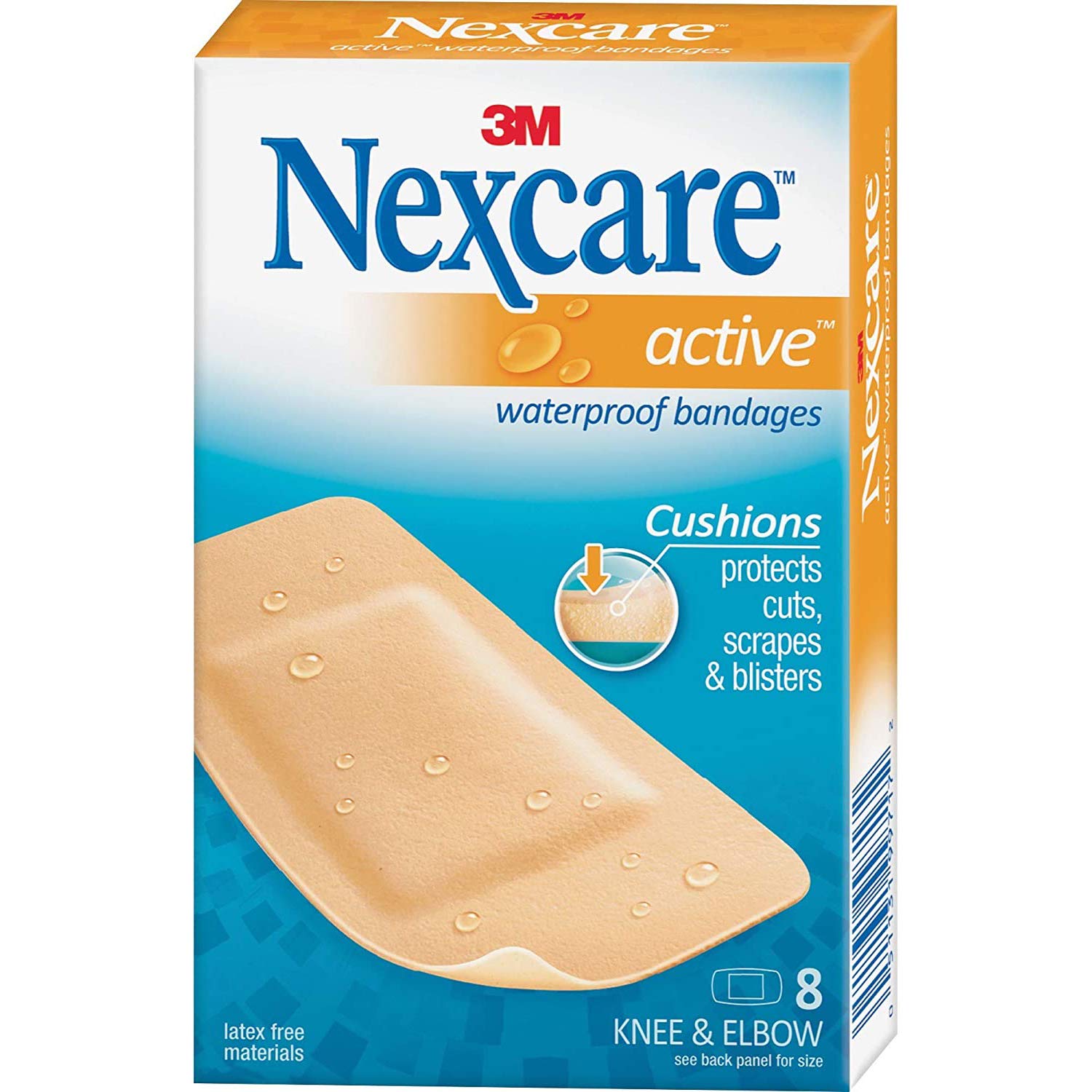 Nexcare Bende e cuscinetti impermeabili imbottiti: Knee & Elbow / 8-count (così) / 8 contare