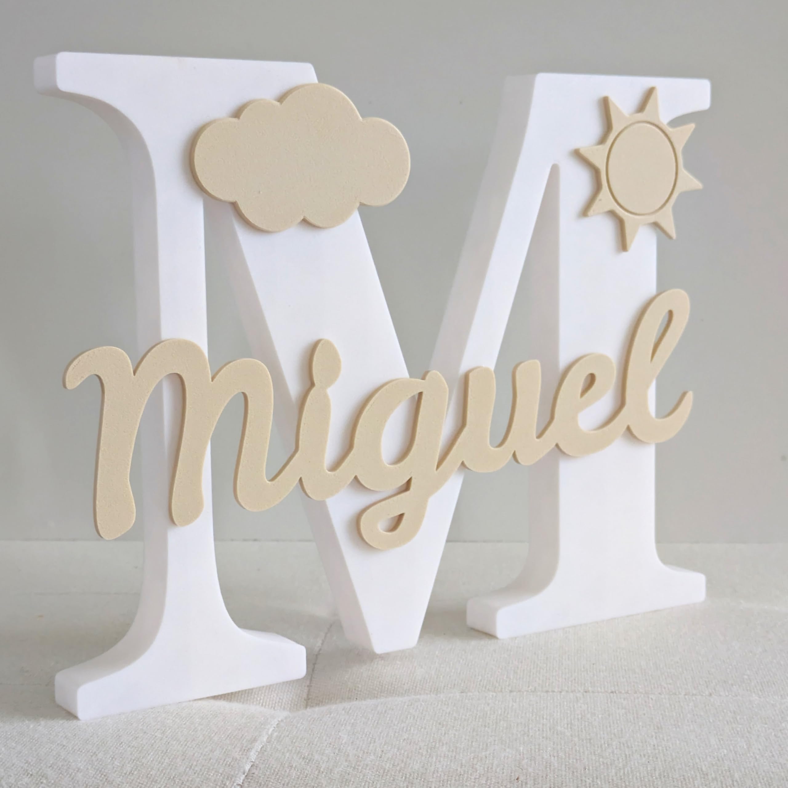 Genérico Letra Decorativa Personalizada con Siluetas | Decoración Habitación Infantil y Bebé | Regalo Original Bautizo, Nacimiento y Comunión | Múltiples Diseños y Tamaños