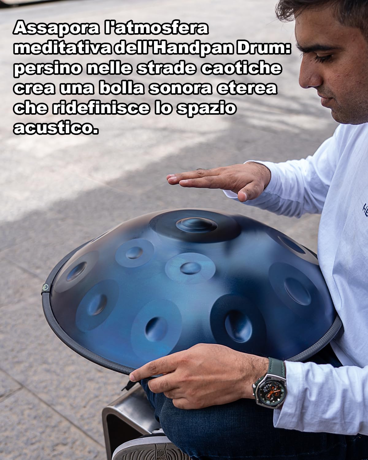 Instrument ręczny ręczny 22 cale (55 cm) Handpan 10 notatek, 440 Hz D Minor Hand pan Music, generates Meditation Sounds with Steel Drum, Idealny profesjonalny bęben ręczny dla początkujących