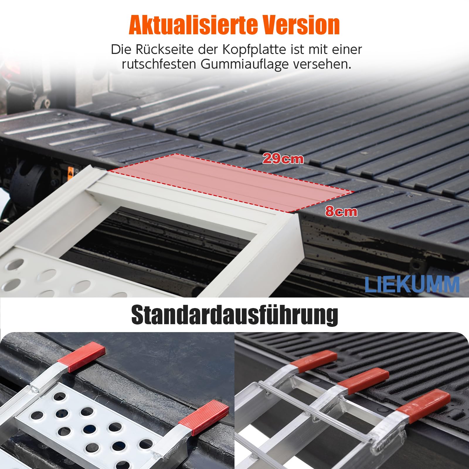 LIEKUMM 2 x 195,5 cm Auffahrrampe, 680 kg Tragkraft Auffahrrampe für Anhänger, Aluminium Leicht Motorrad Rampe für ATV, Motorrad, Fahrrad, PKW, Auto Laderampe