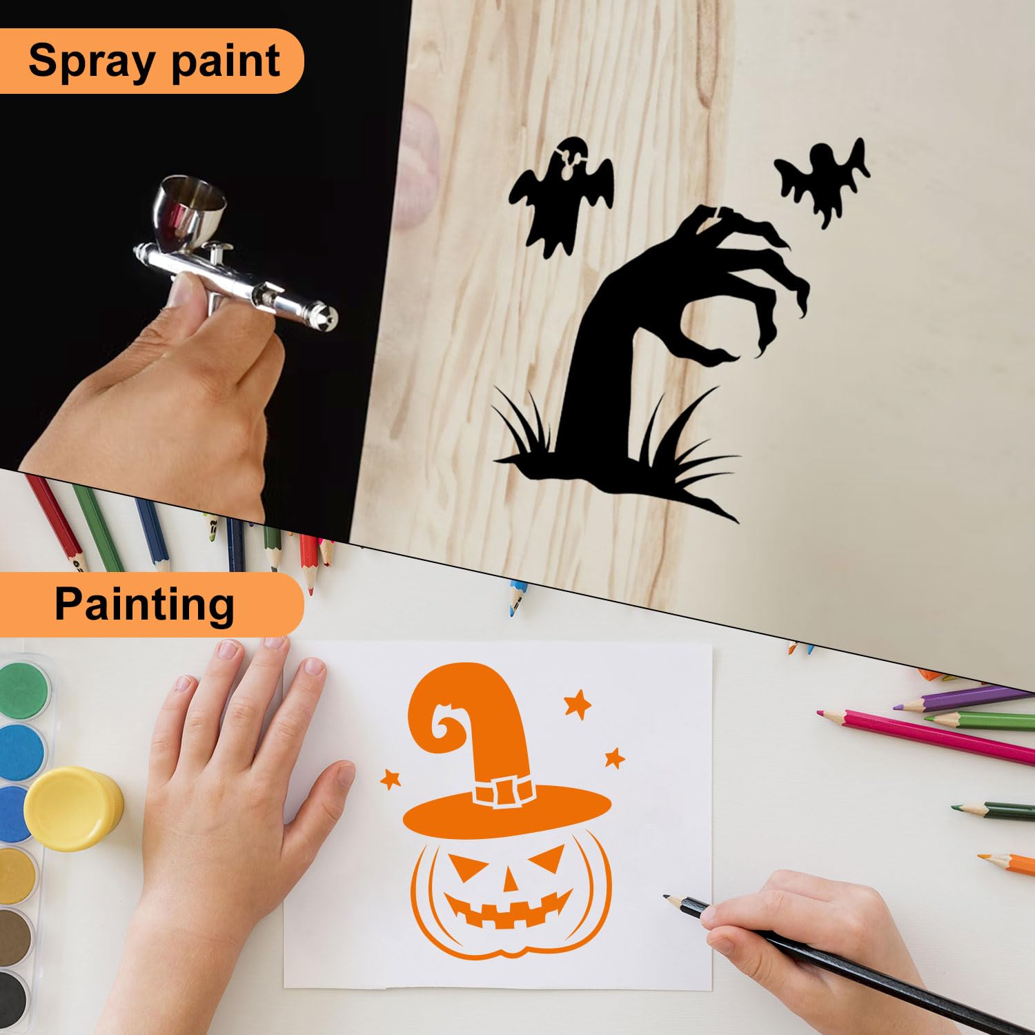 OOTSR 16 Pièces Pochoirs De Peinture En Plastique Réutilisables, 15x