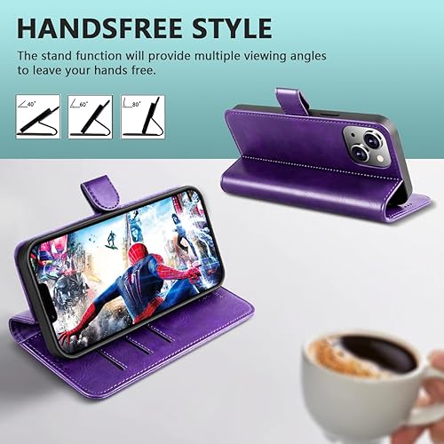 Miniatura 4 de Funda para iPhone 13 Mini, funda de cuero de lujo tipo cartera para iPhone 13 Mini, cartera magnética con soporte, funda a prueba de golpes para