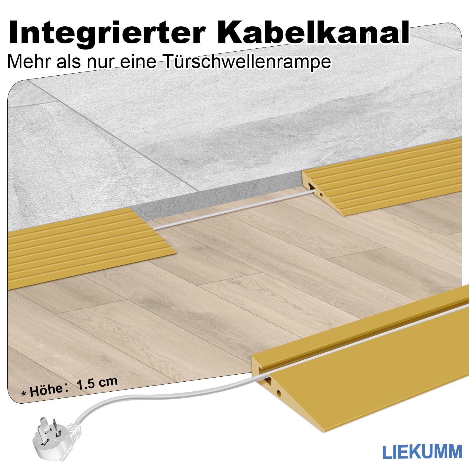 LIEKUMM Rampa progowa, 90 x 7,5 x 1,5 cm, rampa dla wózków inwalidzkich, rampa progowa PCW, rampa dla wózków inwalidzkich, wózków dziecięcych, chodzików lub skuterów elektrycznych, żółta