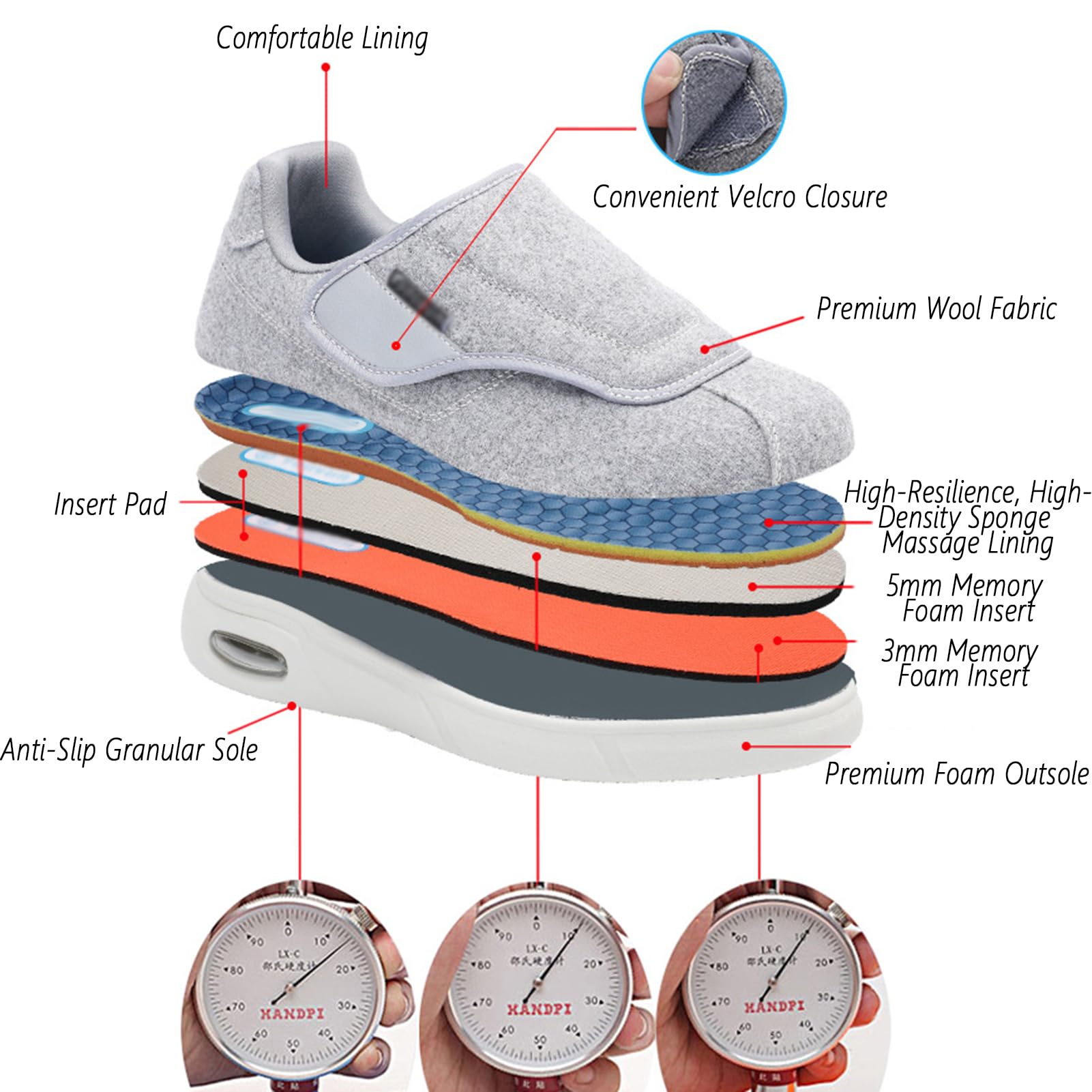 Calzature Diabetici Uomo Donna Calzatur Ortopediche Riabilitative Scarpe Alluce Valgo Calzature Casual Traspiranti Ciabatte Estive Anziani con Piedi Artritici Extra Larghe Antiscivolo