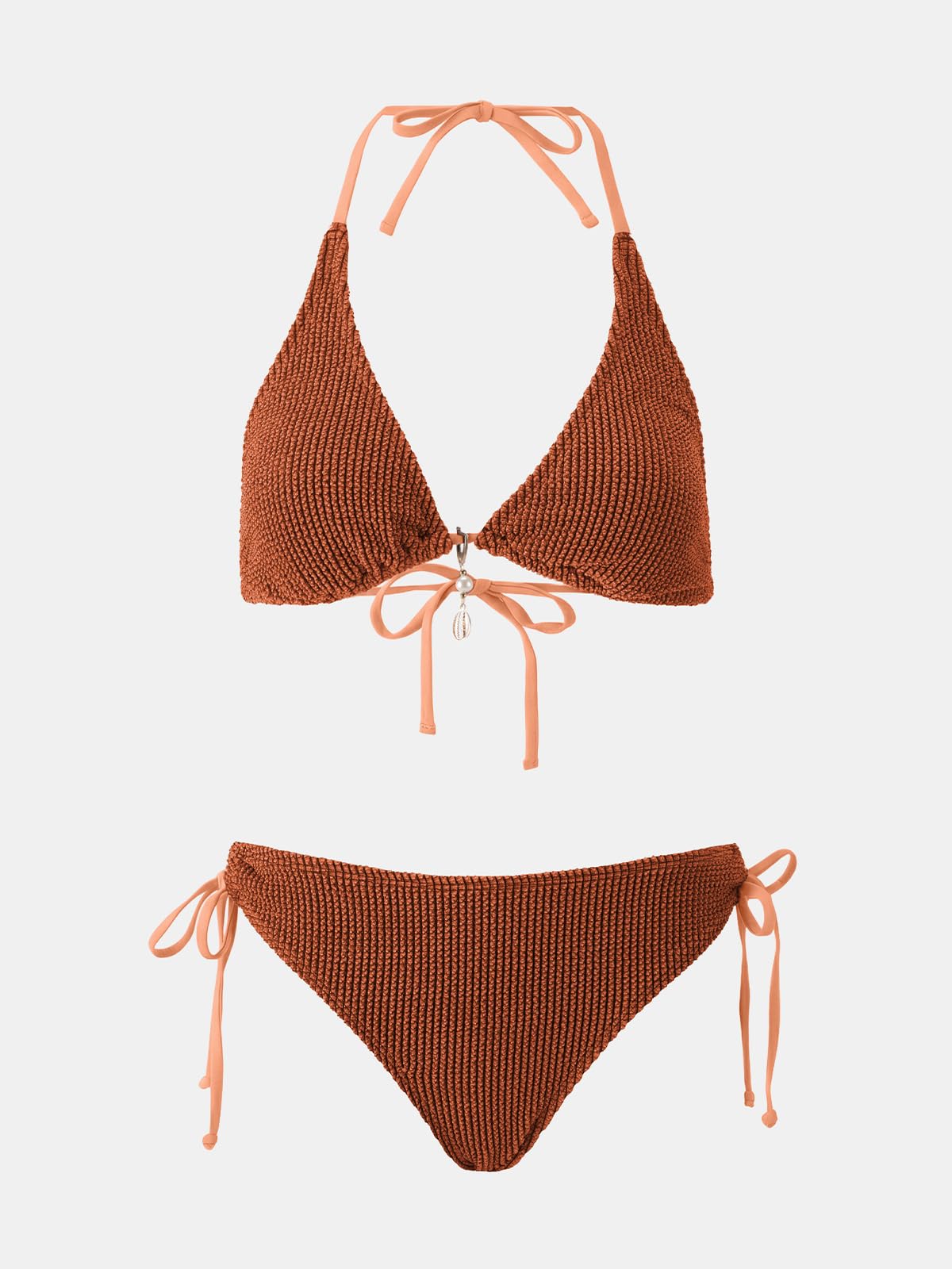 CUPSHE Ensemble bikini dos nu pour femme avec bretelles à nouer soi-même et taille basse avec cordon de serrage latéral