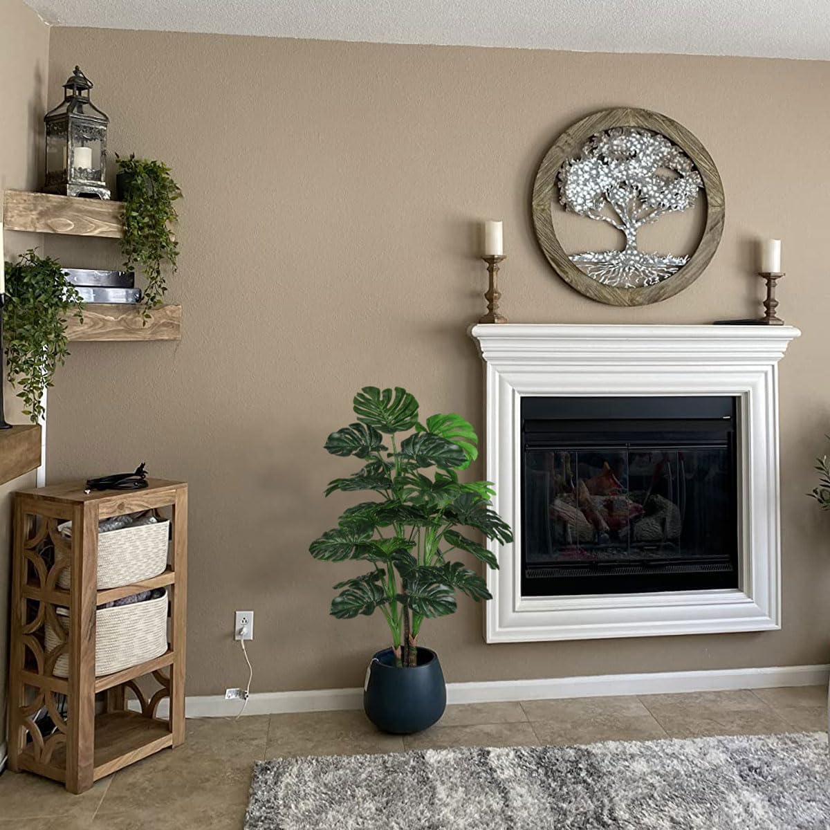 Aveyas 54'' Tall Large Artificial Monstera Deliciosa Plants, 4.5 Feet Faux Swiss Cheese Floor Plants Fake Tropical Silk Tree with Pot for Indoor Outdoor Office House Living Room Home Decor - Image 9