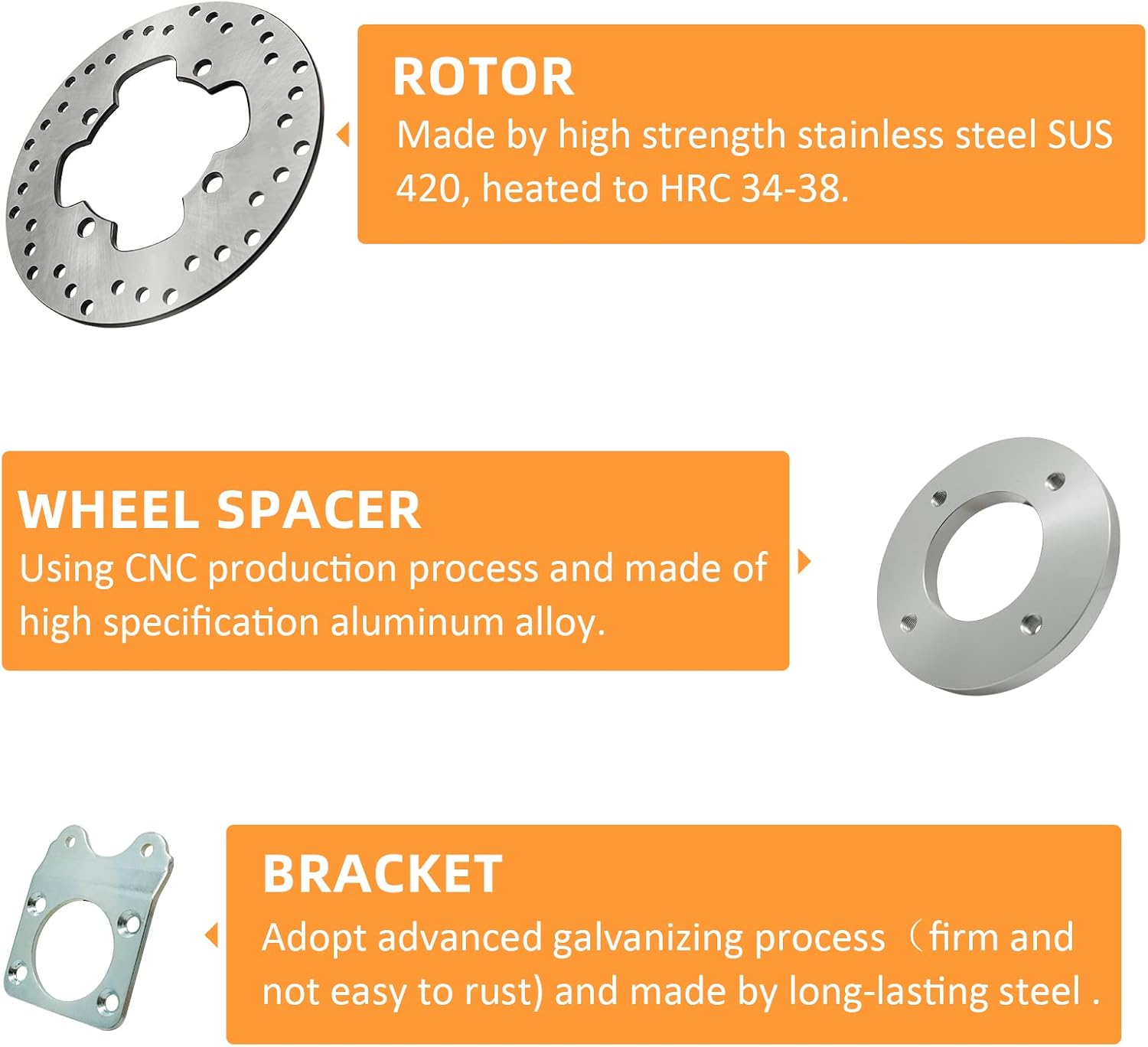 Disc Brake Conversion Kit Front for Honda Foreman 400 TRX400 1995-2003 Foreman 450 TRX450 1998-2004