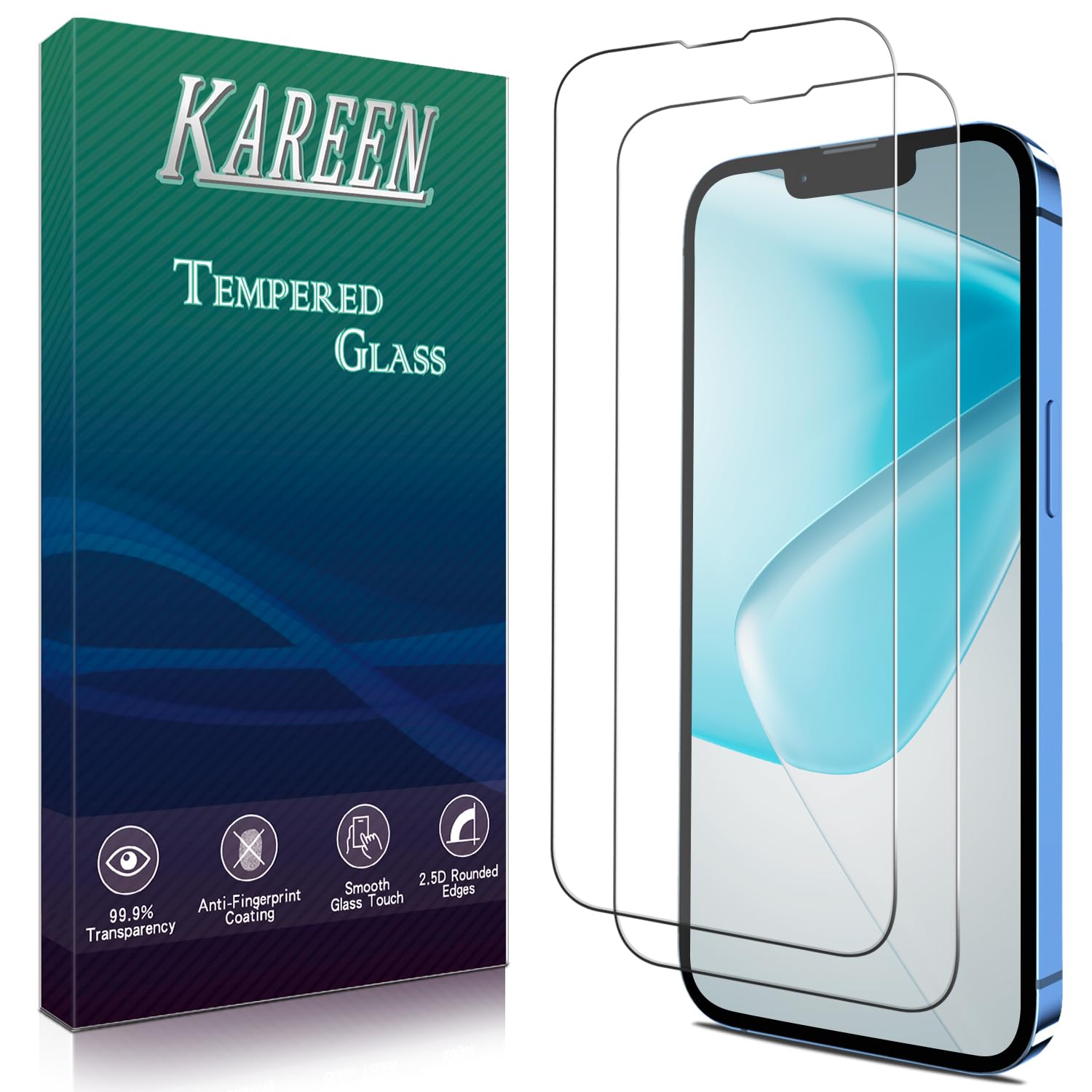 Photo 1 of KAREEN 2 Pack Screen Protector Designed for iPhone 13, iPhone 13 Pro 6.1-Inch Tempered Glass Flim, Anti-Scratch, Bubble Free, Case Friendly