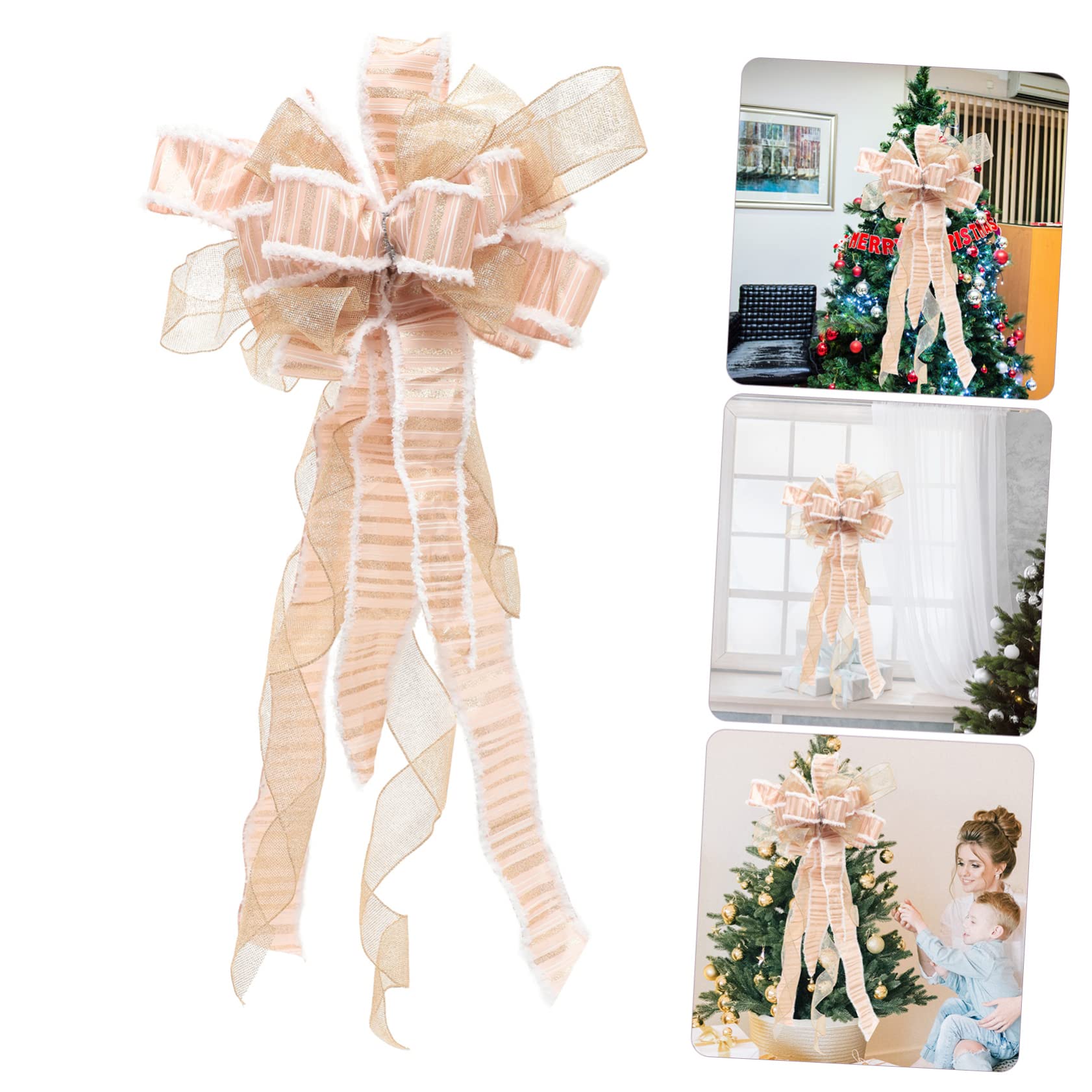 PRETYZOOM 3 Piezas de la Superior del árbol de Navidad de Navidad Lazos para Envolver Decoraciones navideñas Christmas Tree Decorations Guirnalda Grandes