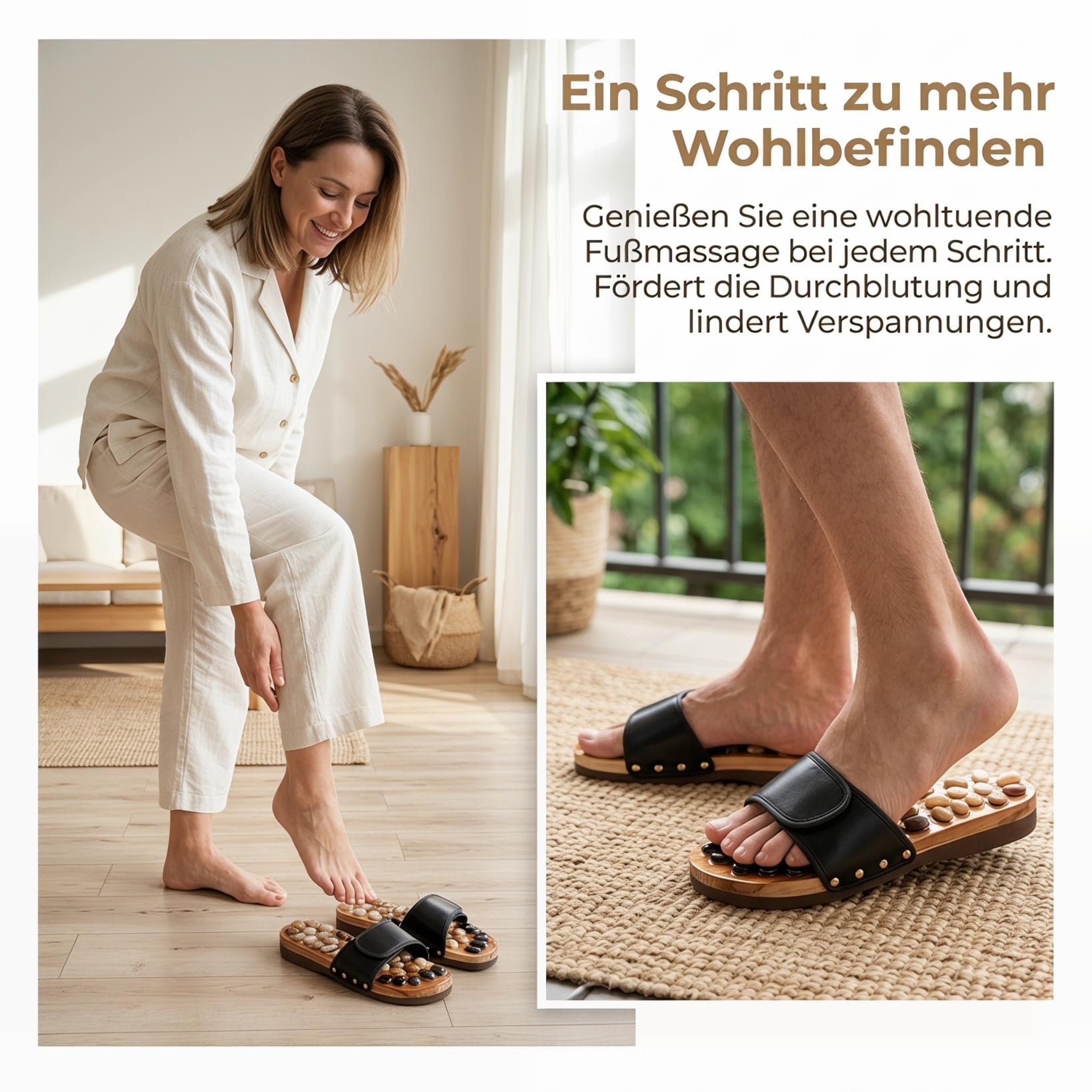 Acupressure Chaussures de massage des pieds antidérapantes en EVA, unisexes, pour zones de réflexologie plantaire, taille : noir
