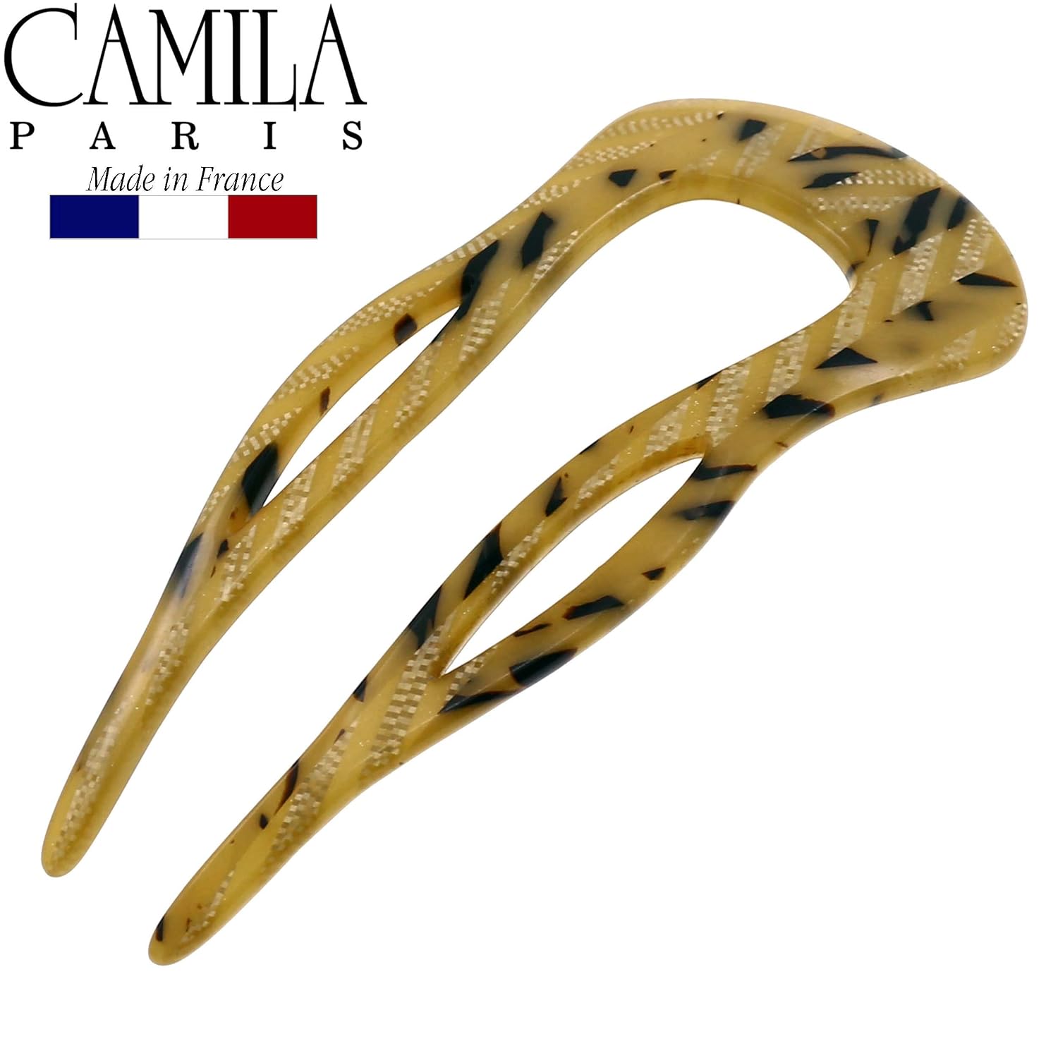 Camila Paris CP2502 French Twist Stick Clip Pins, Handmade, Victory Beige, Girls Hair Pin U-Shaped Hair Fork for Girls Spiral Updo Chignon Bun Holder, Styling Hair Accessories for Women Made in France image 4