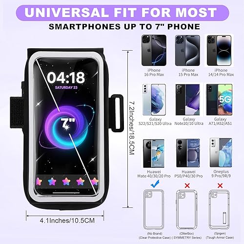Miniatura 6 de Brazalete deportivo reflectante ajustable y banda de antebrazo para iPhone 1716151413 Pro Max, Samsung Galaxy S23S22, hasta 7 pulgadas, soporte