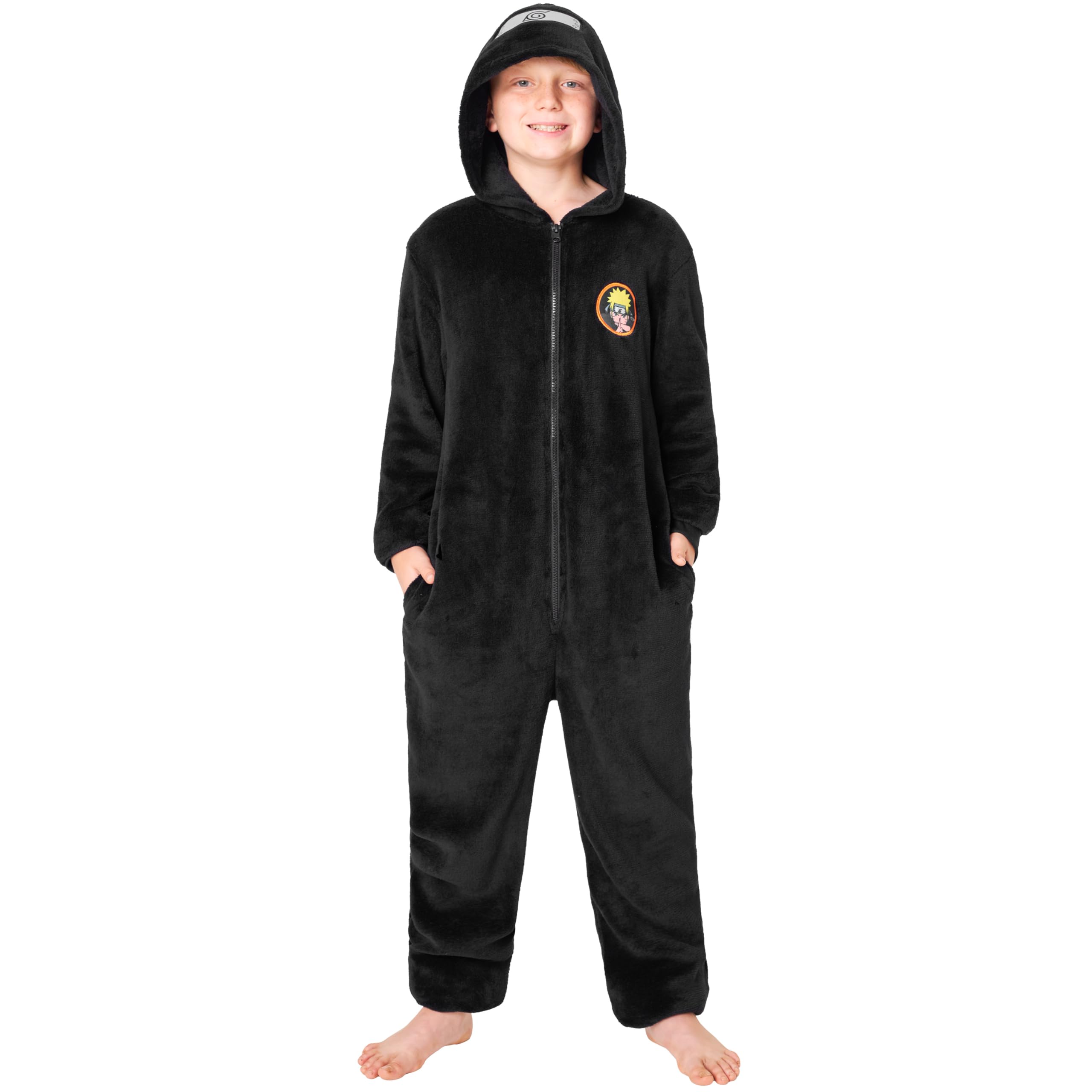 Get Trend Boys Black Naruto Naruto Onesies For & Teens 7-15 Years, Fleece Jumpsuit Pjs, Hooded Fleece Onesie Pyjamas, Anime Gifts For (7-8 Years, )