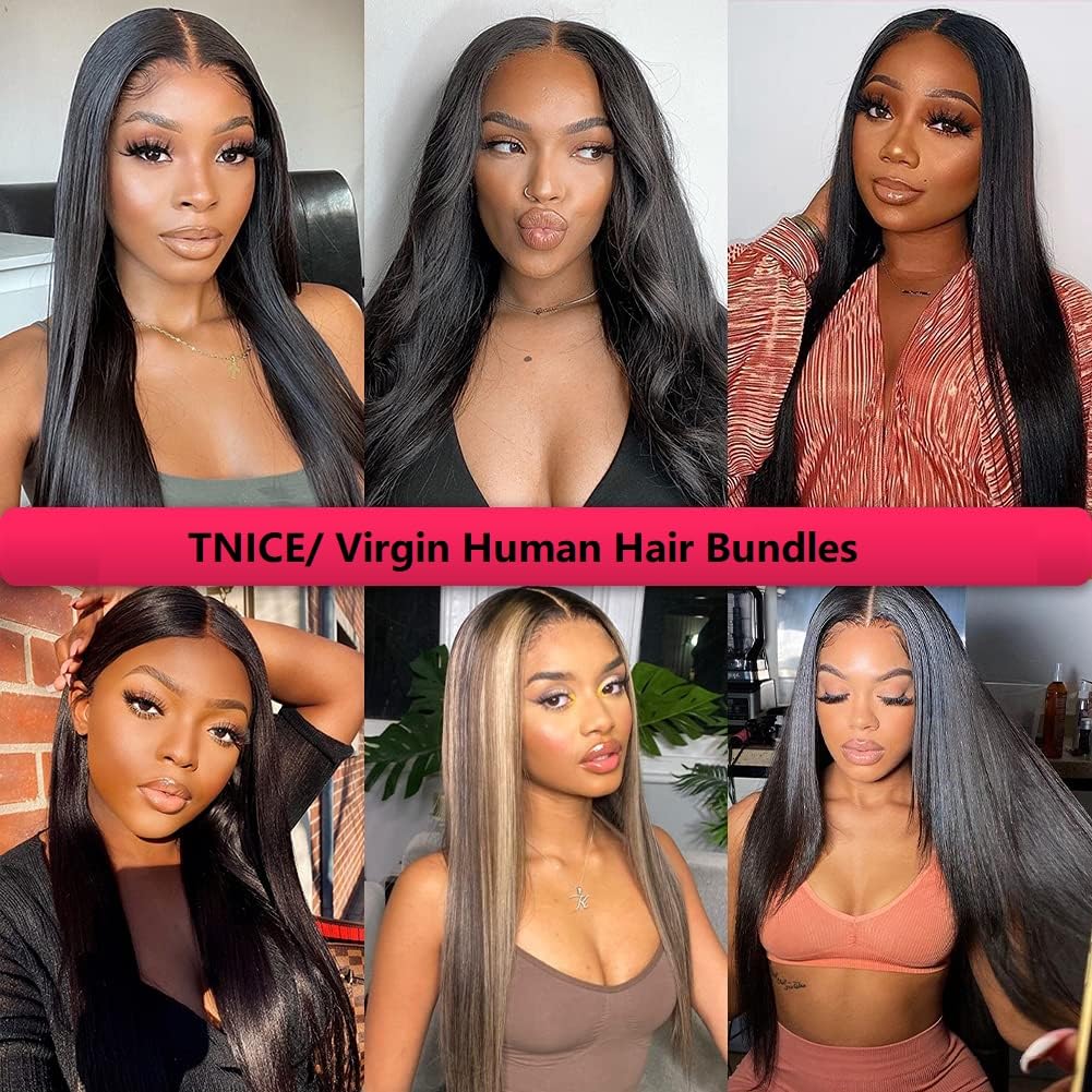 Amazon.com : Straight Bundles Human Hair 20 22 24 26 Inch 4  display picture 2