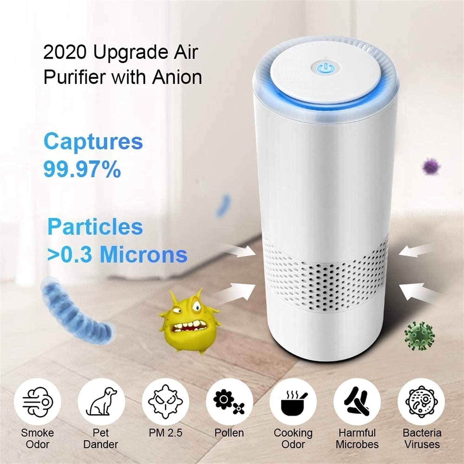 Purificatori d'aria - Mini purificatore d'aria personale indossabile con filtro HEPA, generatore negativo | purifica l'aria eliminando germi, polvere, virus