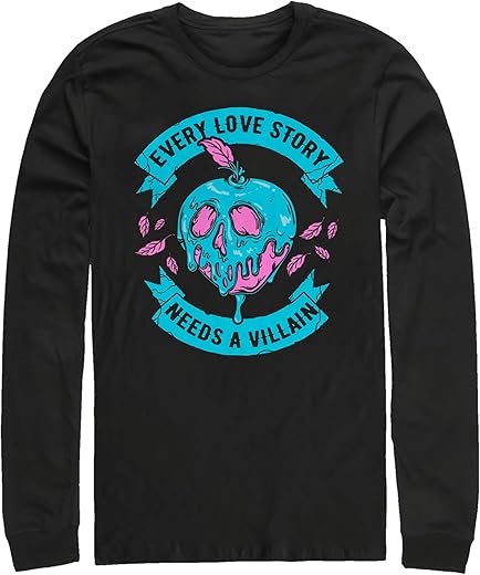 Disney Villains Love Story T-Shirt, Black, XL for Men, Black/White, XL