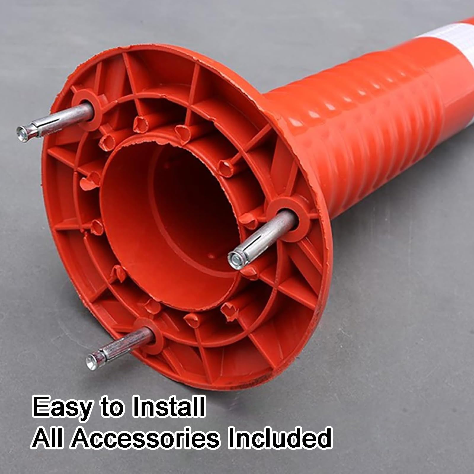 Barriera di Sicurezza， Coni di Sicurezza in plastica PU Flessibile da 29,5", Colonna Avvertimento Riflettente for parcheggio con Kit Viti, Confezione 4(Yellow)