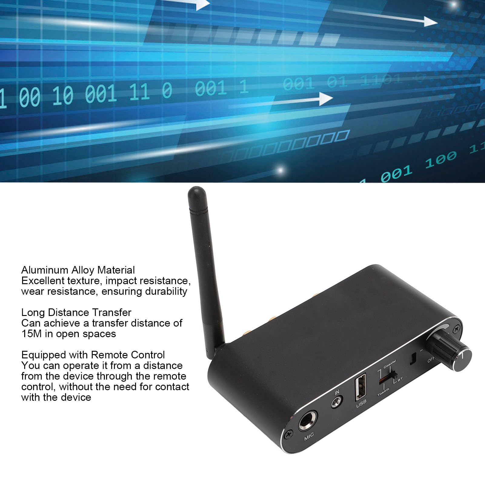 Convertisseur de Son Numérique vers Analogique, Convertisseur Audio Numérique vers Analogique avec Bluetooth, Adaptateur de Son Numérique D'entrée Micro AUX USB Optique Coaxial