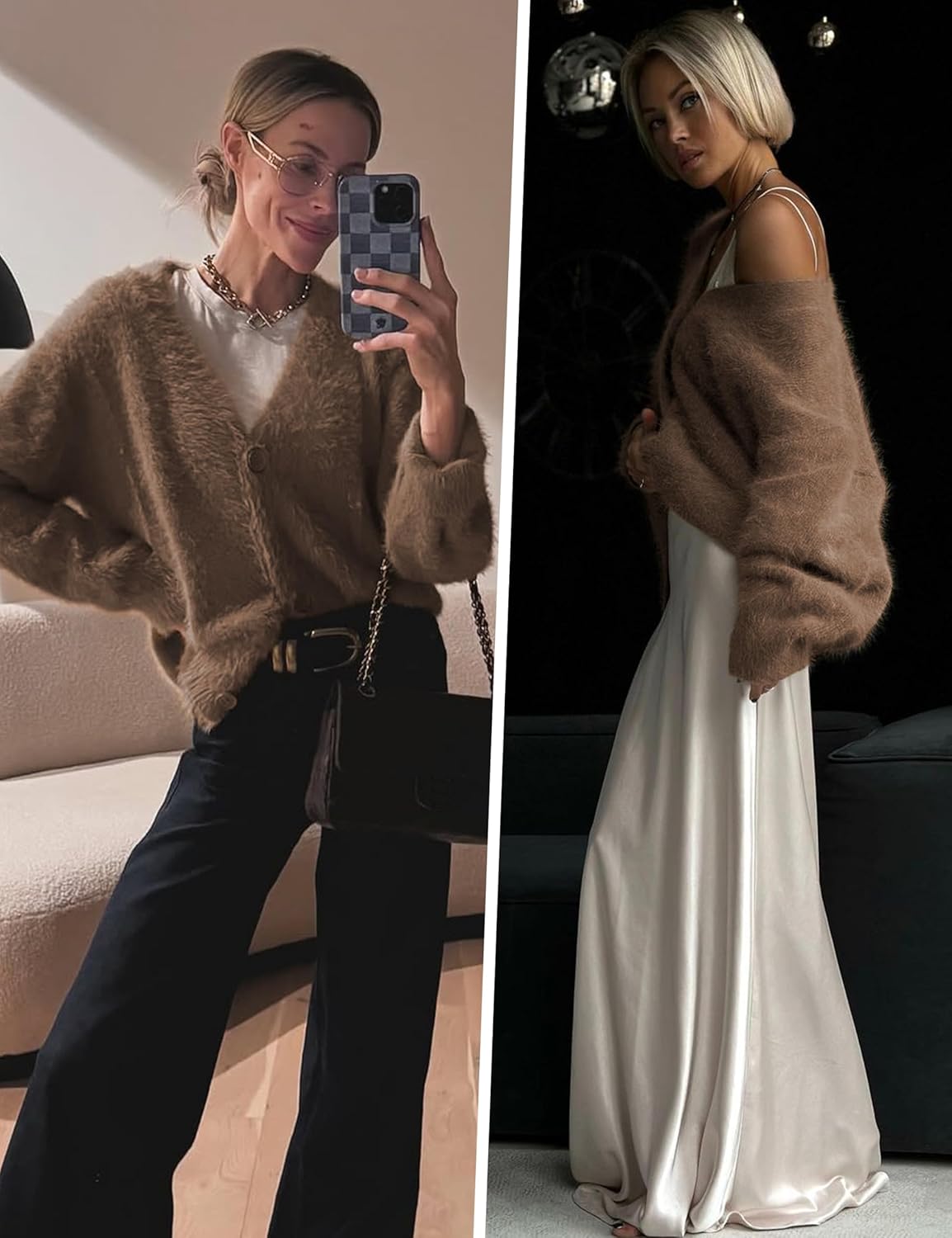 Fuzzy Cardigan Sweaters for Women V Neck Button Down Fluffy Knit Sweater Long Sleeve Cardigan Sweater Coat 2025 - Image 6