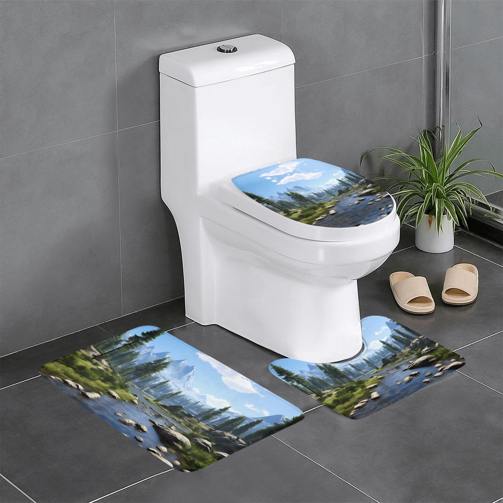 Tapis de salle de bain imprimé parc national ensemble de 3 pièces