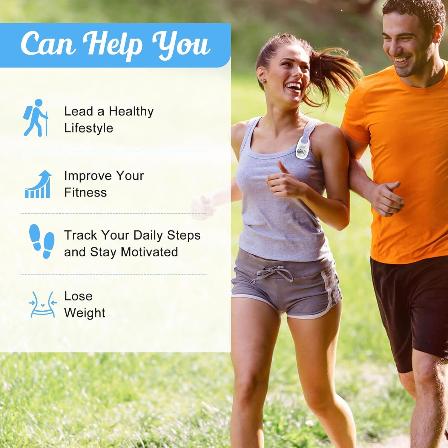 Simple Pedometer for Walking, Accurate Step Tracker with Carabiner, 3D Step Counter for Men Women Seniors - White