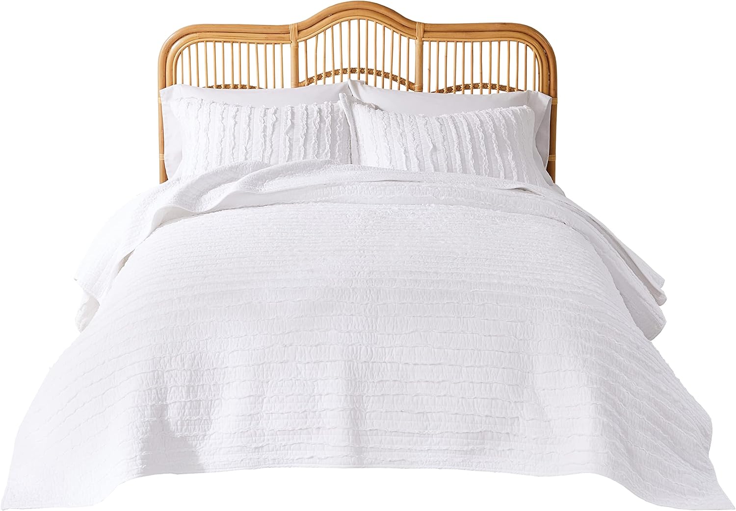 Greenland Home Ruffled White 100% Cotton Quilt Set with Ruffle Embellishments - 2 Piece Twin/XL - White
