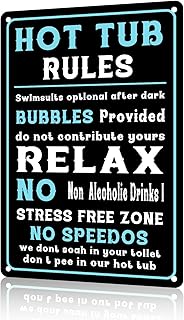 Metal Tin Sign Hot Tub Rules Retro Tin Sign Vintage Alumium Sign Metal Sign Retro Sign for Home Bar Office Outdoor Wall Decor 8x12 Inch