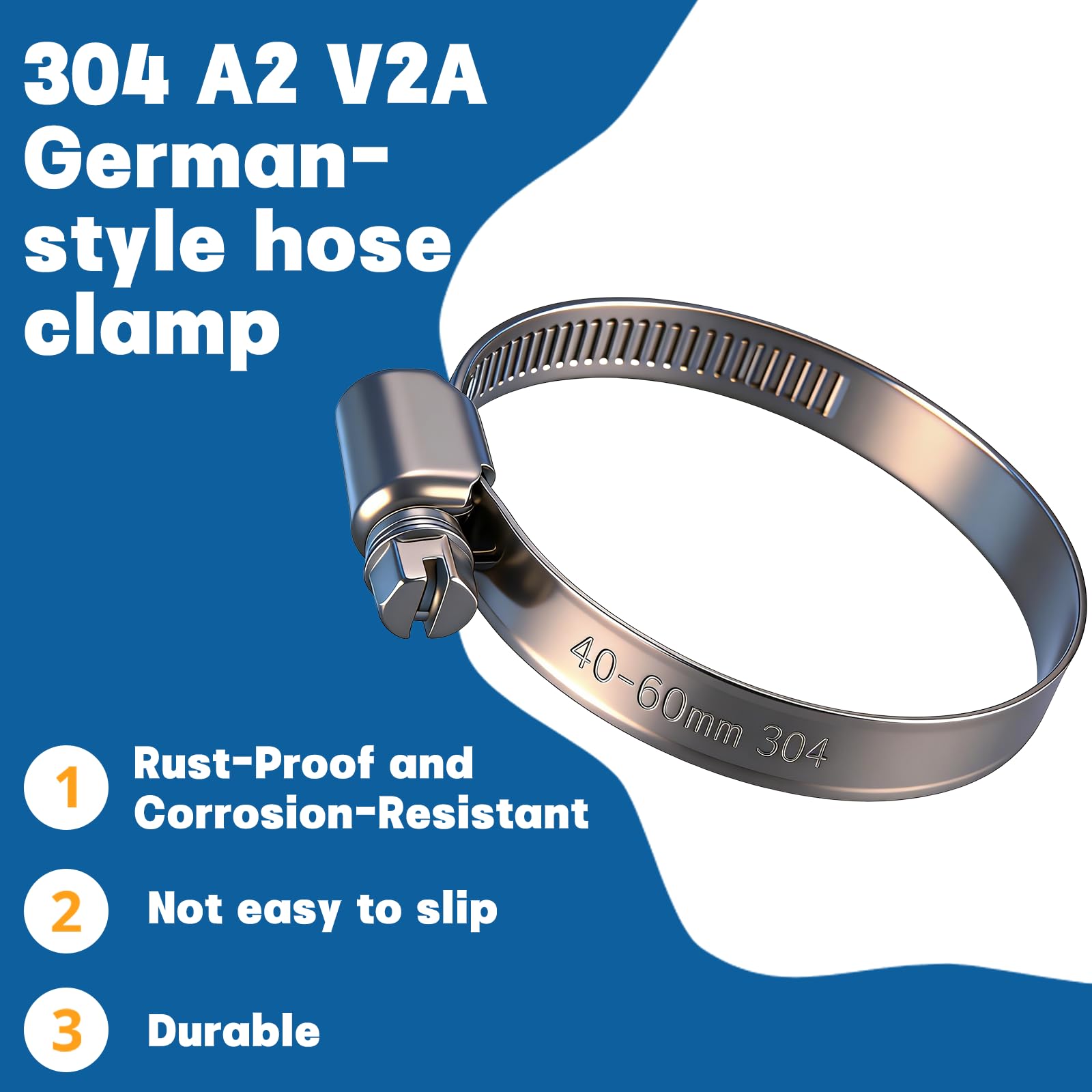 4 Pezzi Fascette Stringitubo 70-90mm in Acciaio Inossidabile A2 V2A 304,Regolabili Morsetti per Tubi,Tenuta Ermetica per Tubi dell'acqua,Giardino