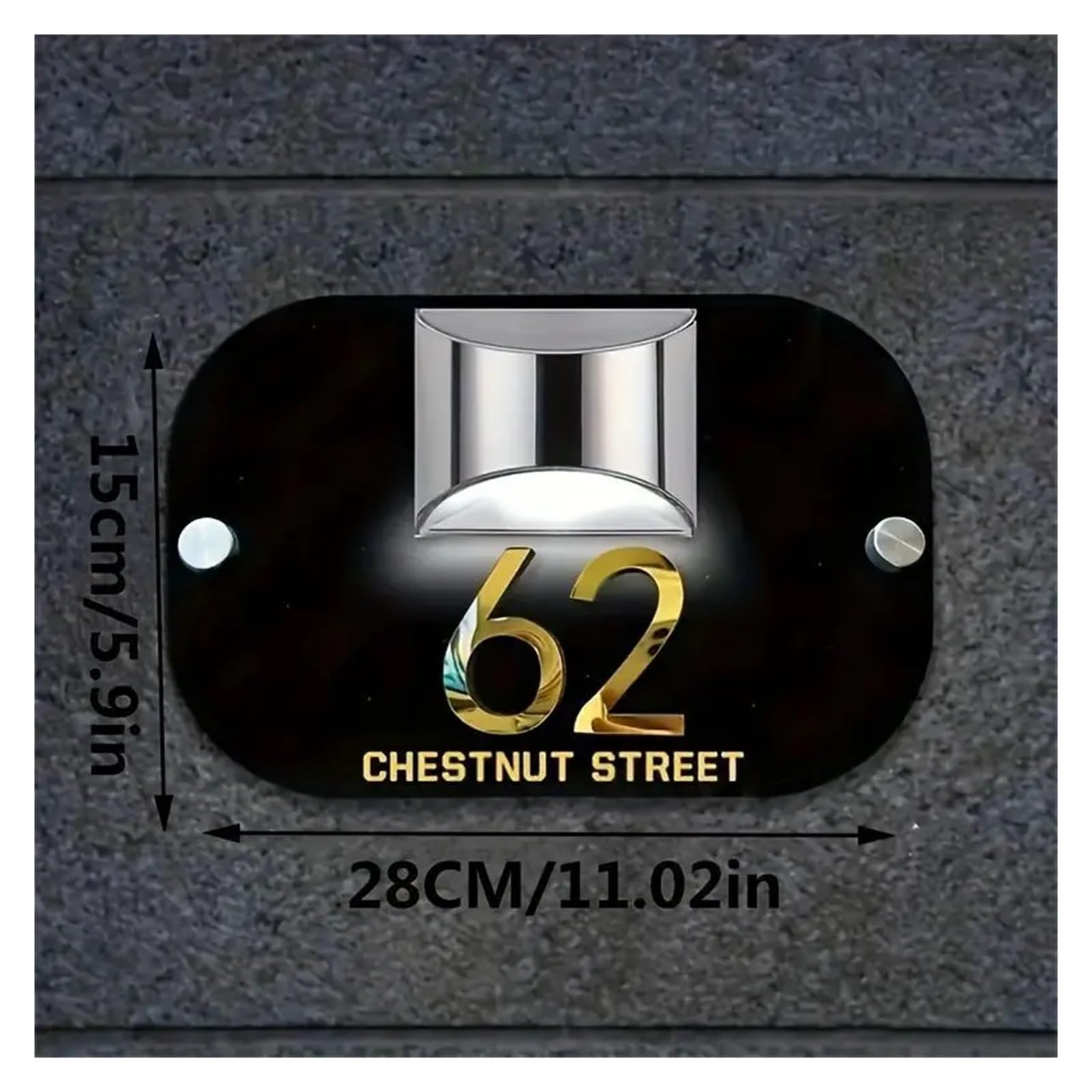 1 Szt. Solarne Tabliczki Na Drzwi Numer Światła Akrylowe 3D Hollow Logo Zewnętrzny Świecący Znak Domu Tablica Adresowa(Gold - Black)