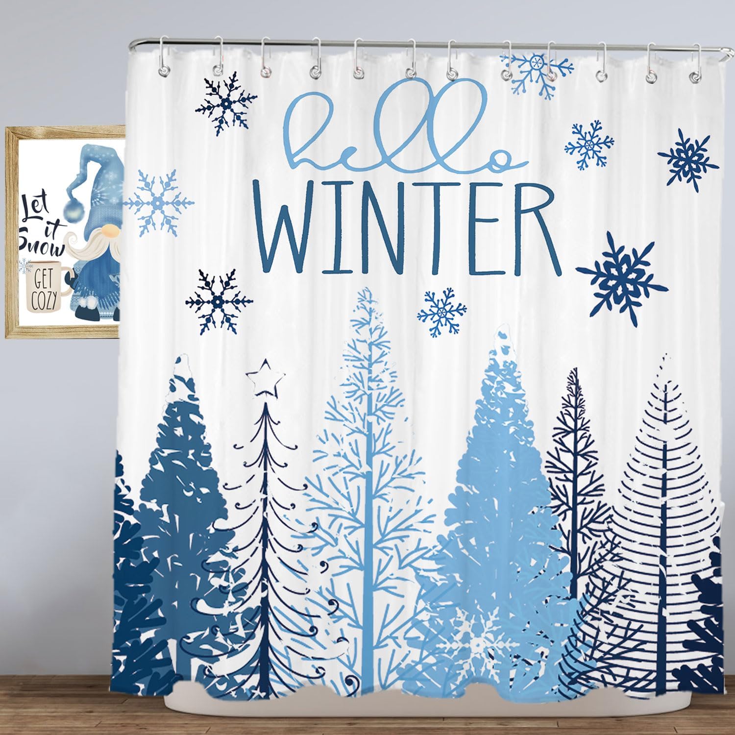 Winter Shower Curtain, 72"X72" Christmas Tree Shower
