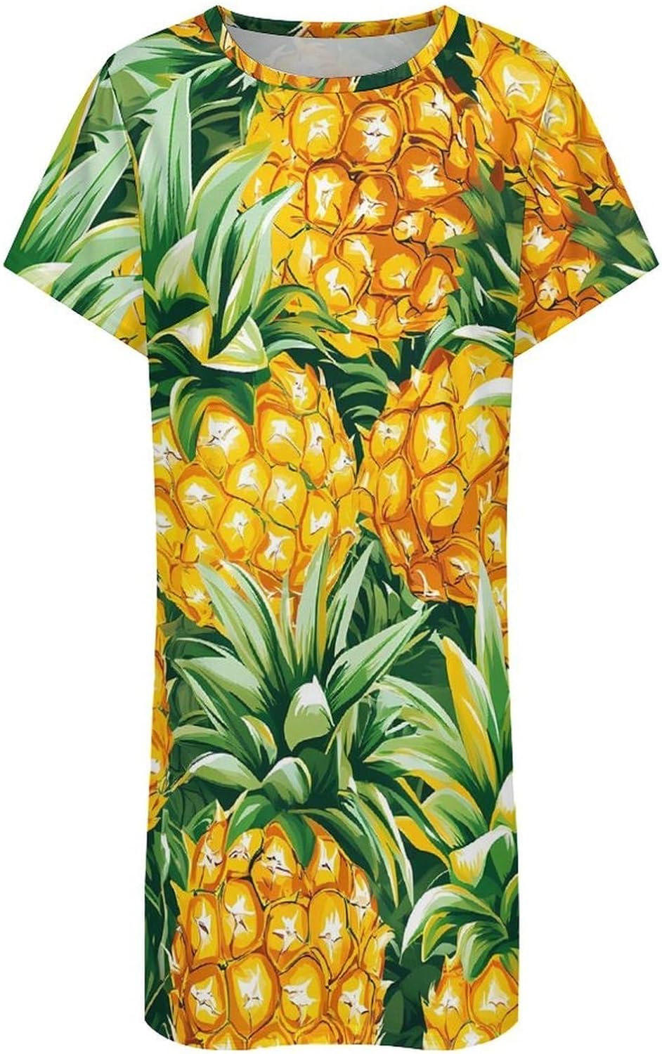 Pineapples Casual Nightgowns for Women Short Sleeve Sleepshirt Soft Crewneck Pullover Nightdresses