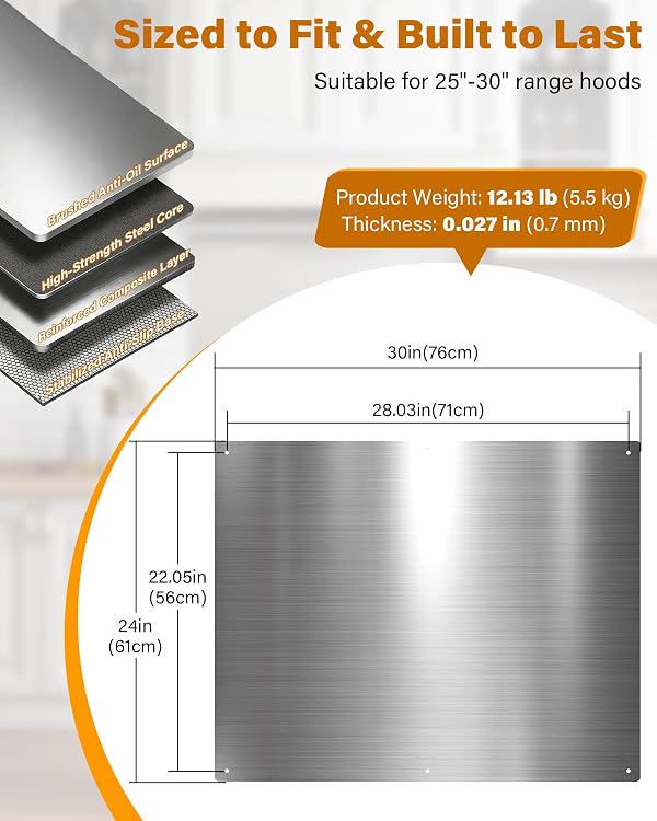 FlyPine 24 x 30 In Stainless Steel Backsplash for Stove by FlyPine - Used condition - Image 3