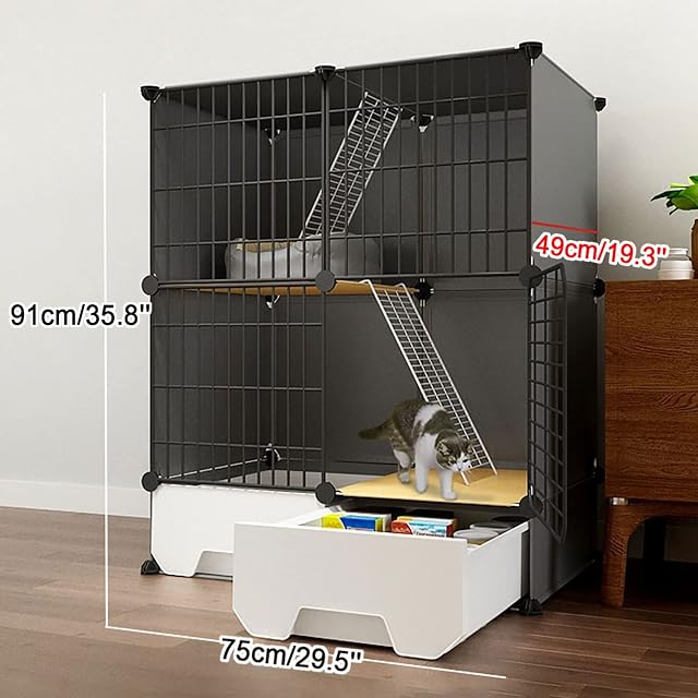 Foto 2 de 7 de Jaula para Gatos de Interior con Caja de Arena, recintos para Gatos, casa para Gatos