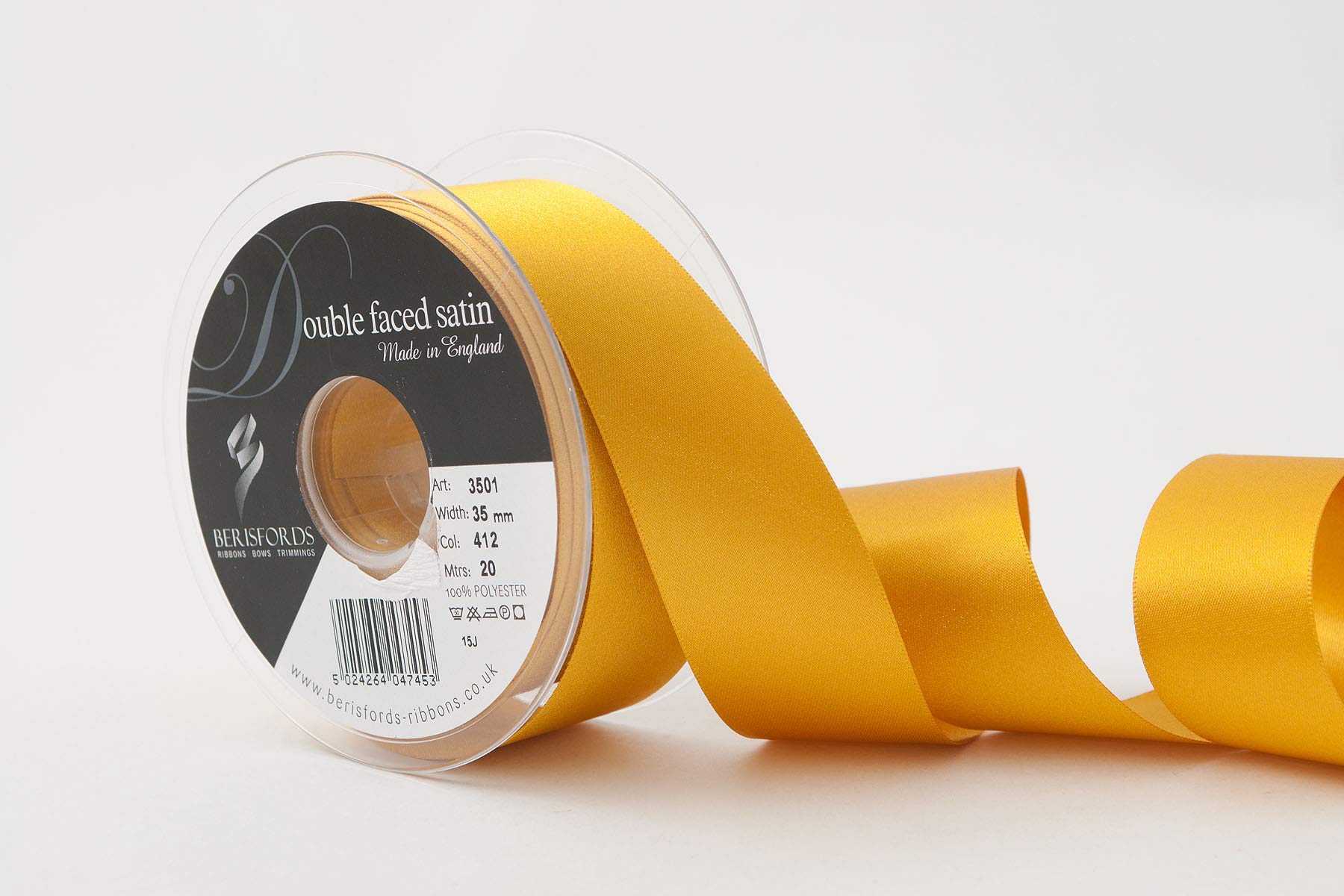 Berisfords Double FACE Poly Satin Ribbon, Topaz, 35 mm