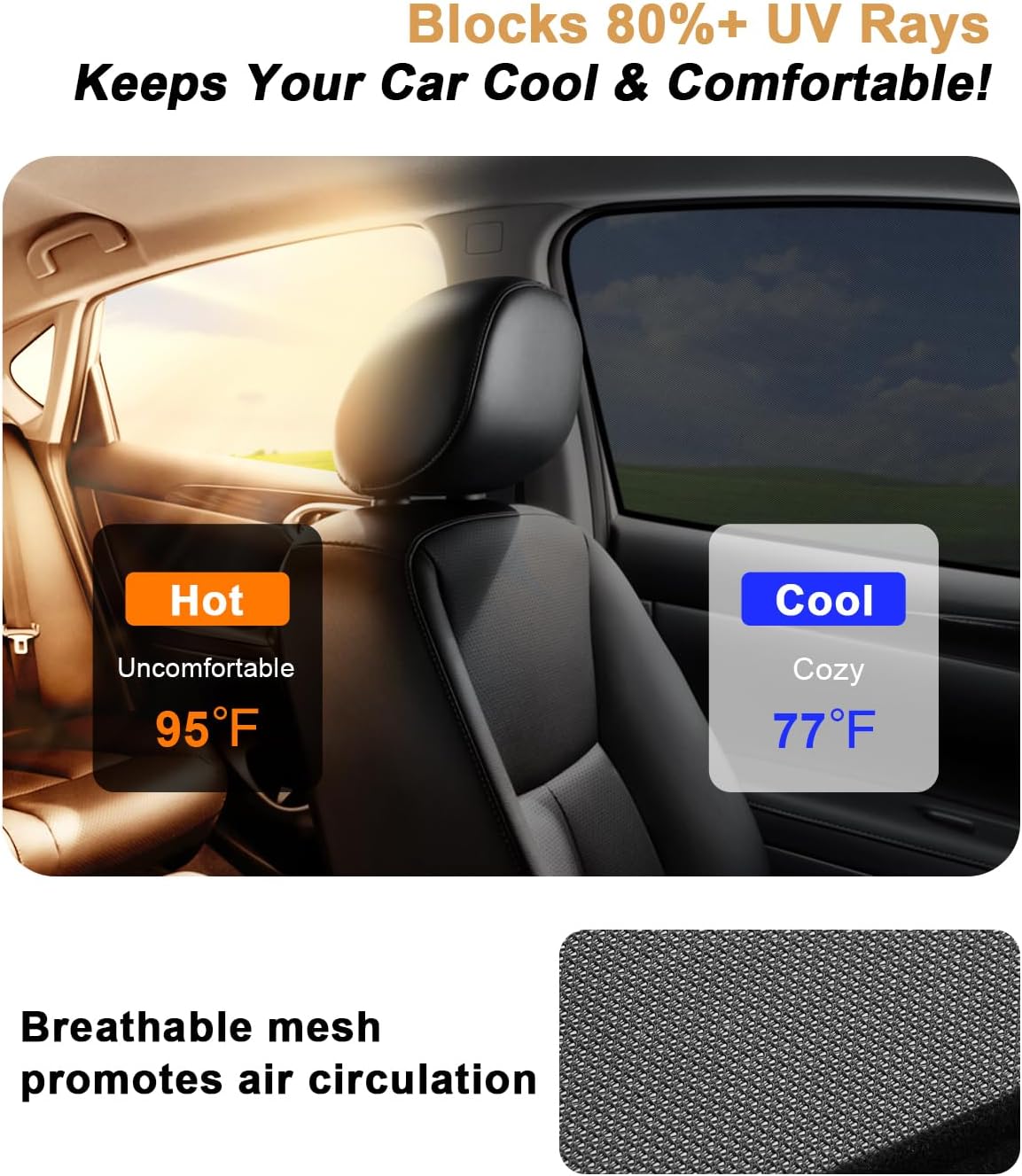 Car Window Sunshade for 2025-2026 Toyota 4Runner - 6 Pcs Pack Side Sun Shade for 2025-2026 4 Runner Accessories - Magnetic SunShades Insulate Heat & UV with Breathable Mesh