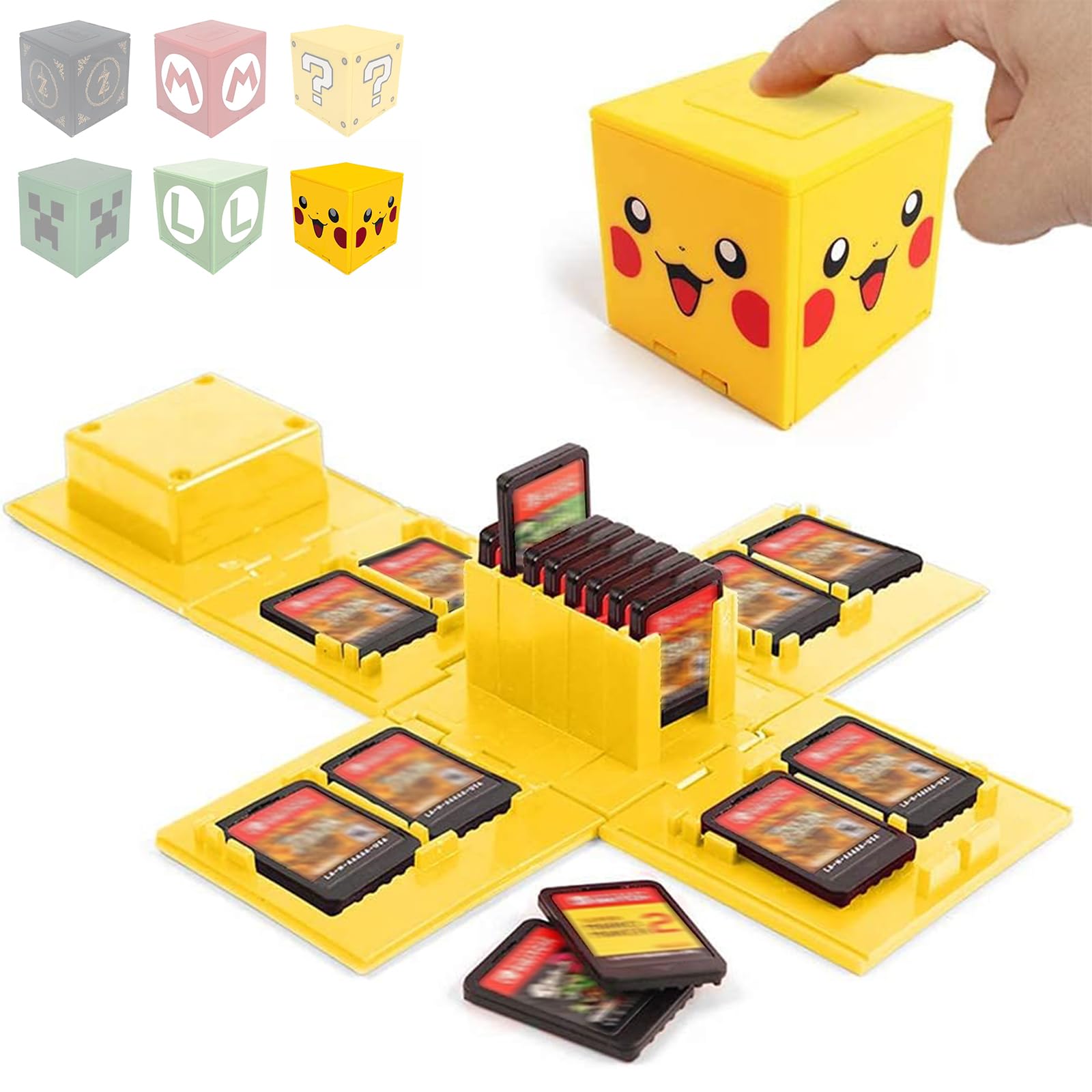 doepeBAE Game Card Case for Nintendo Switch, Deformable Switch Game Card Holder, Cube Switch Game Case Card Storage Box, Large Capacity Switch Game Card Organizer, 16 Slots (A-5)