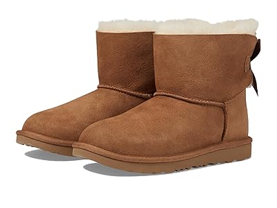 UGG Kids Mini Bailey Bow II (Little Kid/Big Kid) Girls Shoes Chestnut : 1 Little Kid M, Suede