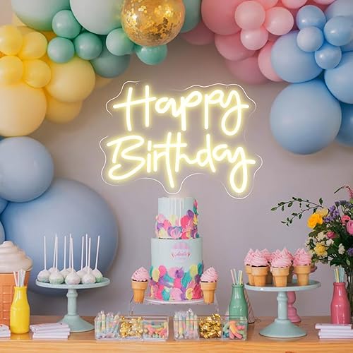 Miniatura 1 de Happy Birthday Neon Sign Wall Decor,Birthday Party Decor,Birthday Neon Sign Light Wall Bedroom Home Party Decor,Birthday Gift for Parent Kids