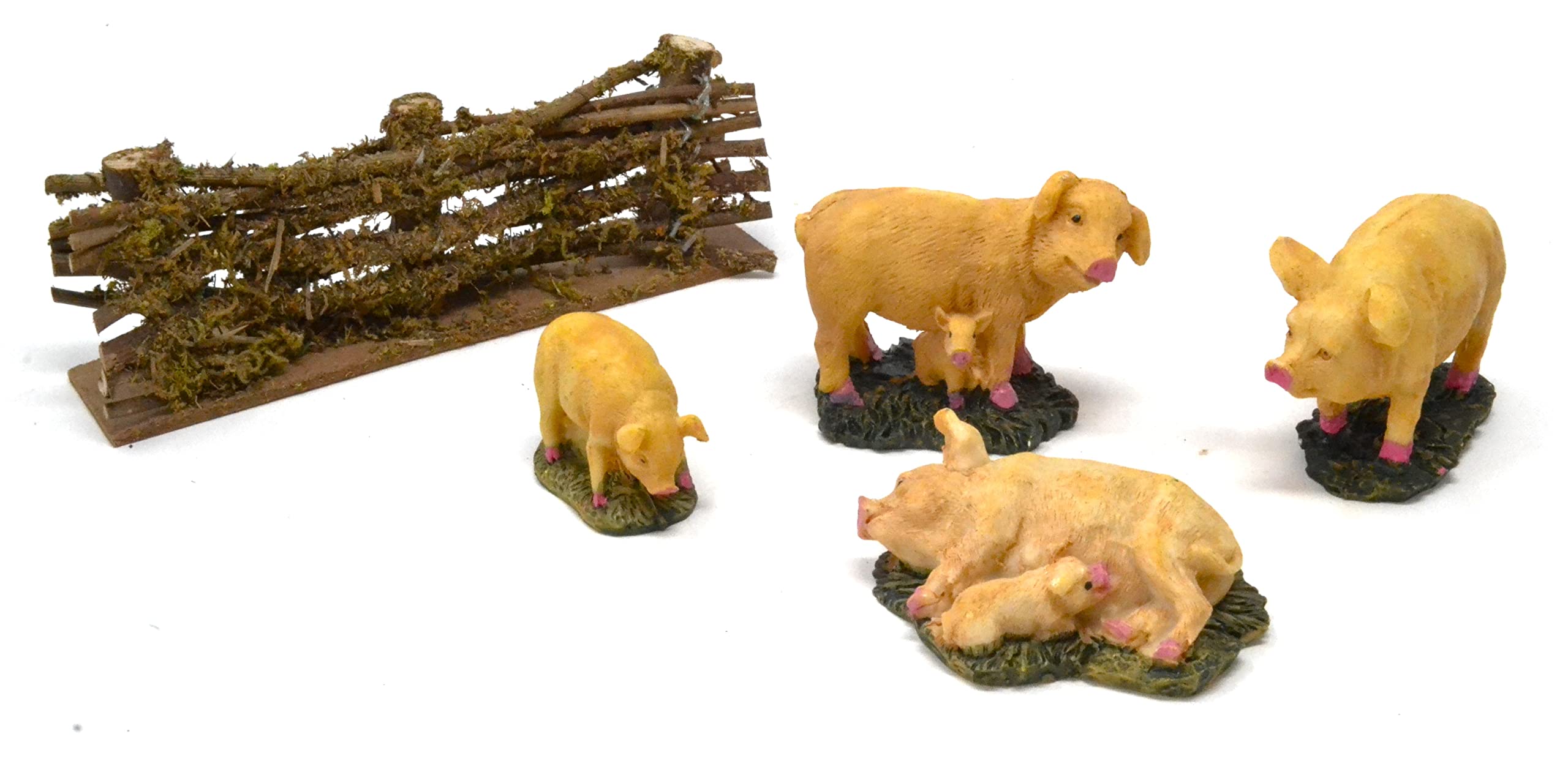 better with friends 4 x Pigs and Piglets 6 cm with Farm Fence Garden Fence Landscape Model Figurines and Farm Animals - Image 2