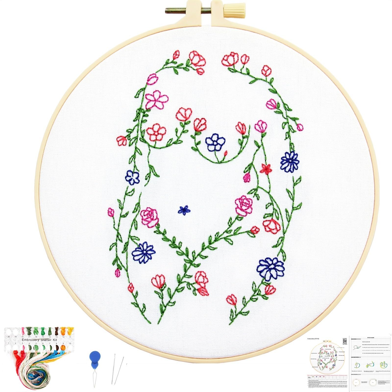 Beginner Embroidery Kits - Floral Designs & Video Tutorial -12