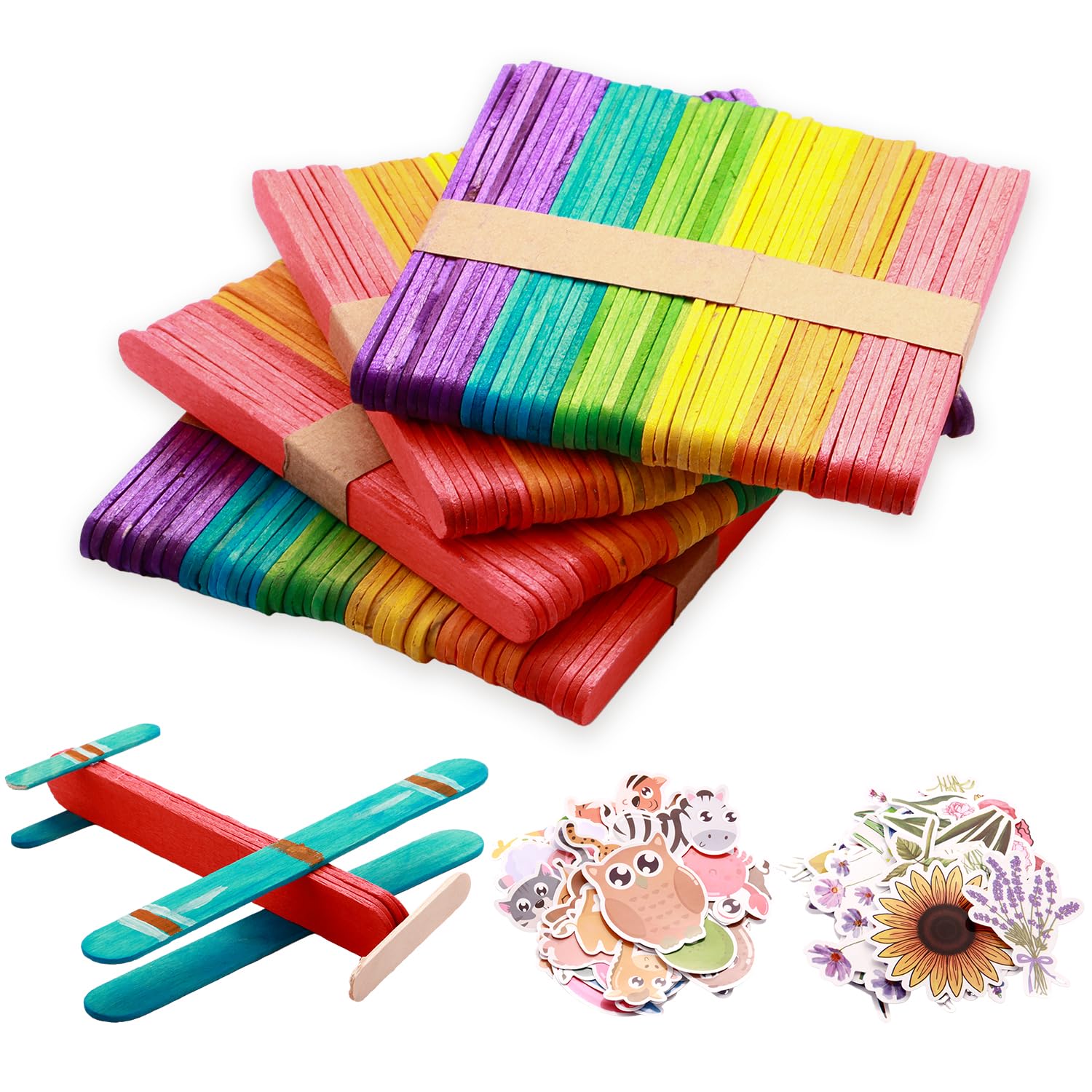 1550 Pcs Colored Popsicle Sticks for Crafts, 4.5 Inch Mini Popsicle Sticks for Craft Sticks, Wooden Popsicle Sticks for Waxing, Red Orange Yellow Blue Green Popsicle Sticks for Crafting DIY Fans