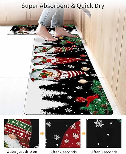 Miniatura 4 de Tapete de baño de Navidad para bañera, antideslizante, de secado rápido y absorbente, tierra de diatomeas, fregadero, dormitorio, cocina, lavable,