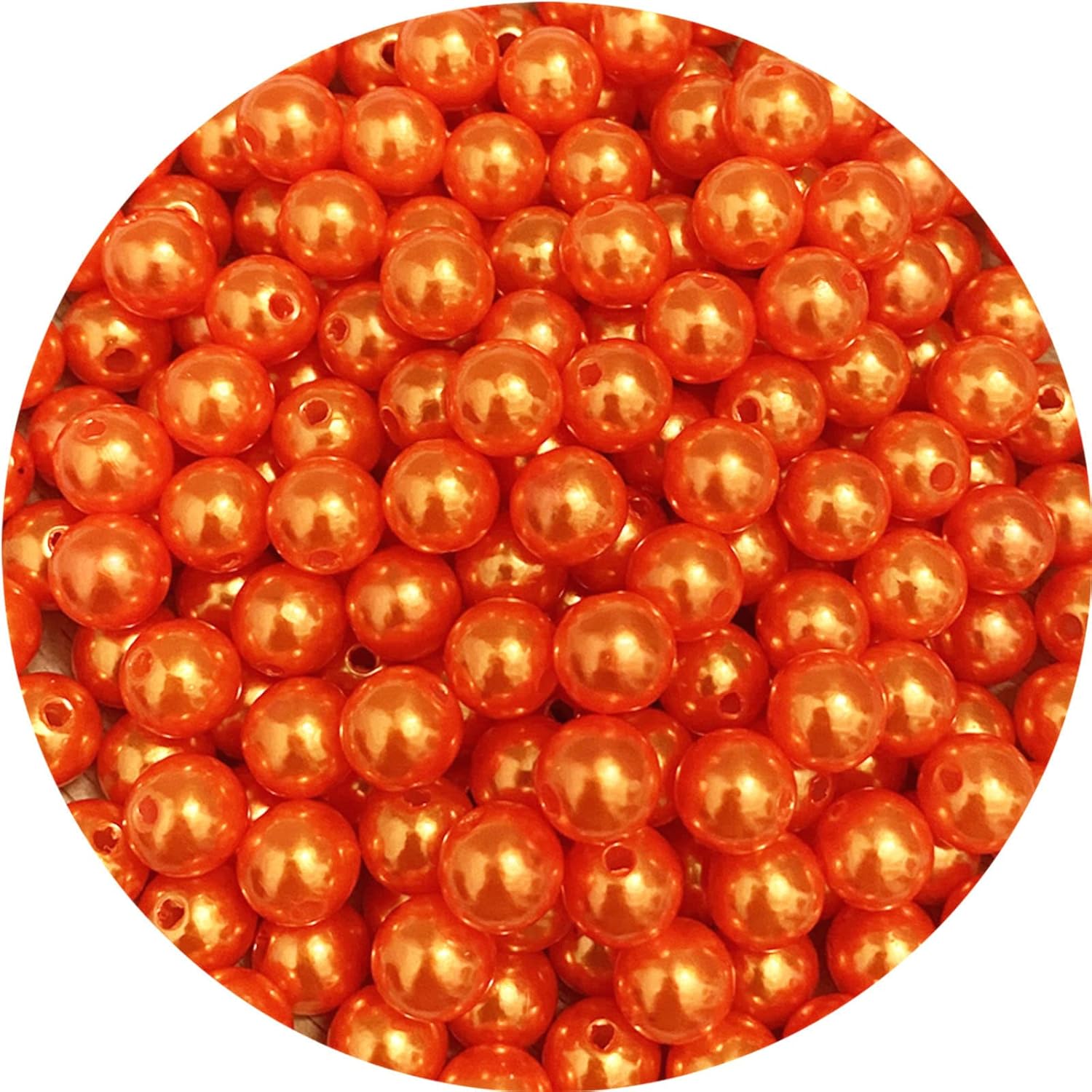 200pcs 10mm Pearl Beads Satin Luste Round Loose Plastic Pearl Craft Beads for Jewelry Making Earring Bracelet Necklace Key Chains Sewing Crafts Decoration (Orange)
