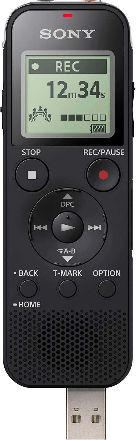 Sony ICD-PX470 Stereo Digital Voice Recorder with Built-in USB with 16GB microSD and Hard Carrying case Bundle (3-Items) : Electronics